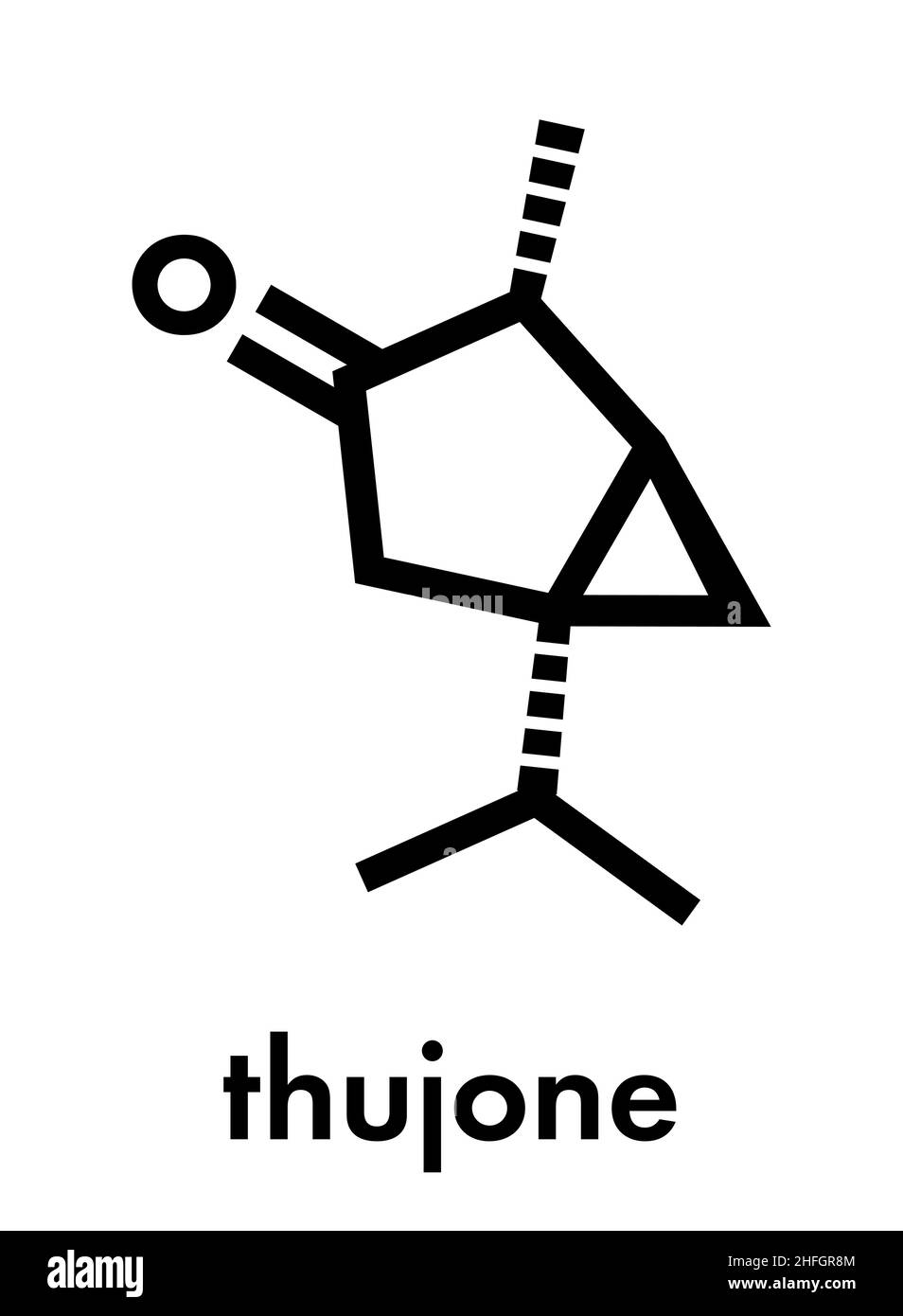 Thujone absinthe molecule, chemical structure. Skeletal formula. Stock Vector