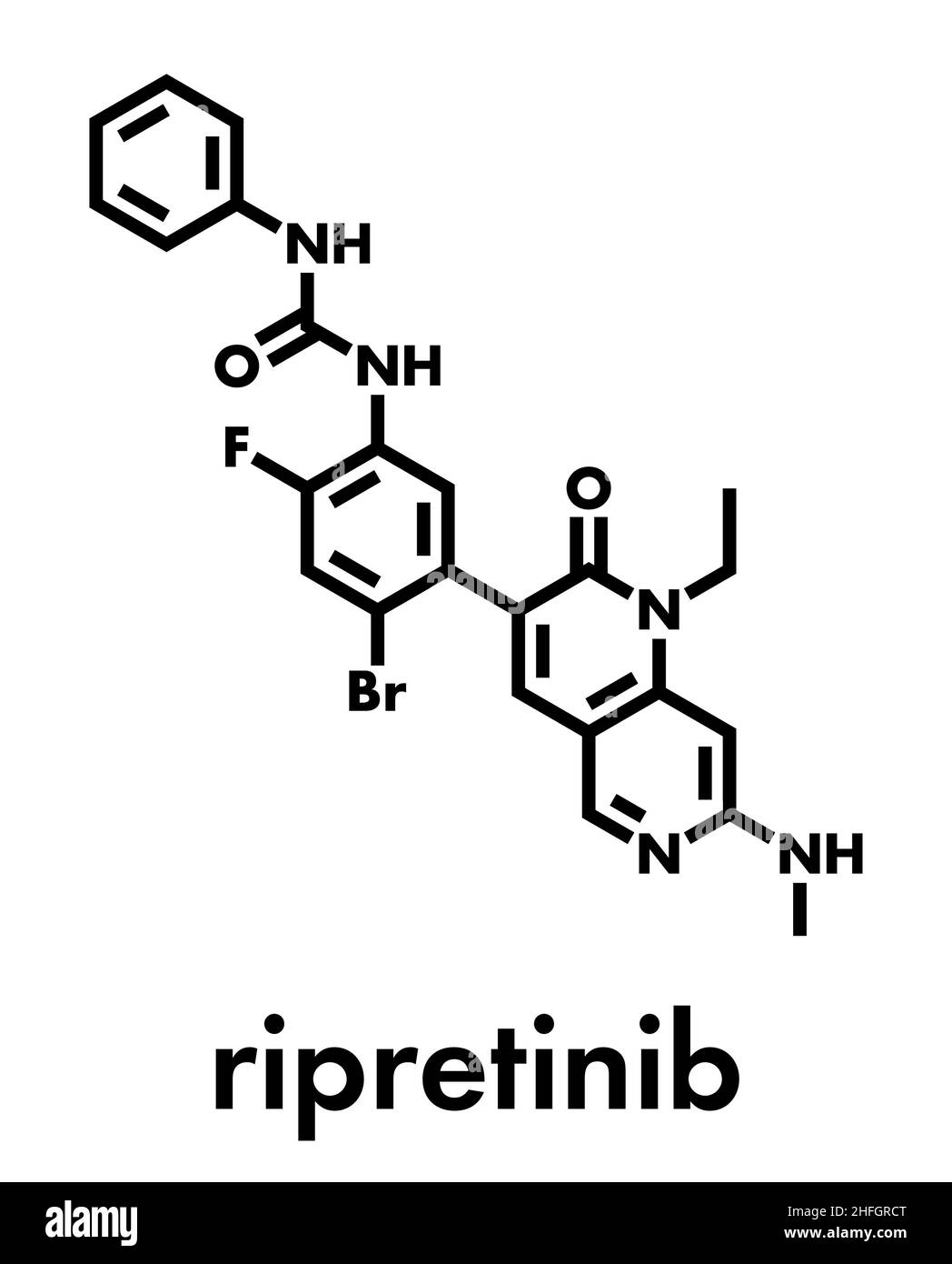 Ripretinib cancer drug molecule. Skeletal formula Stock Vector Image ...