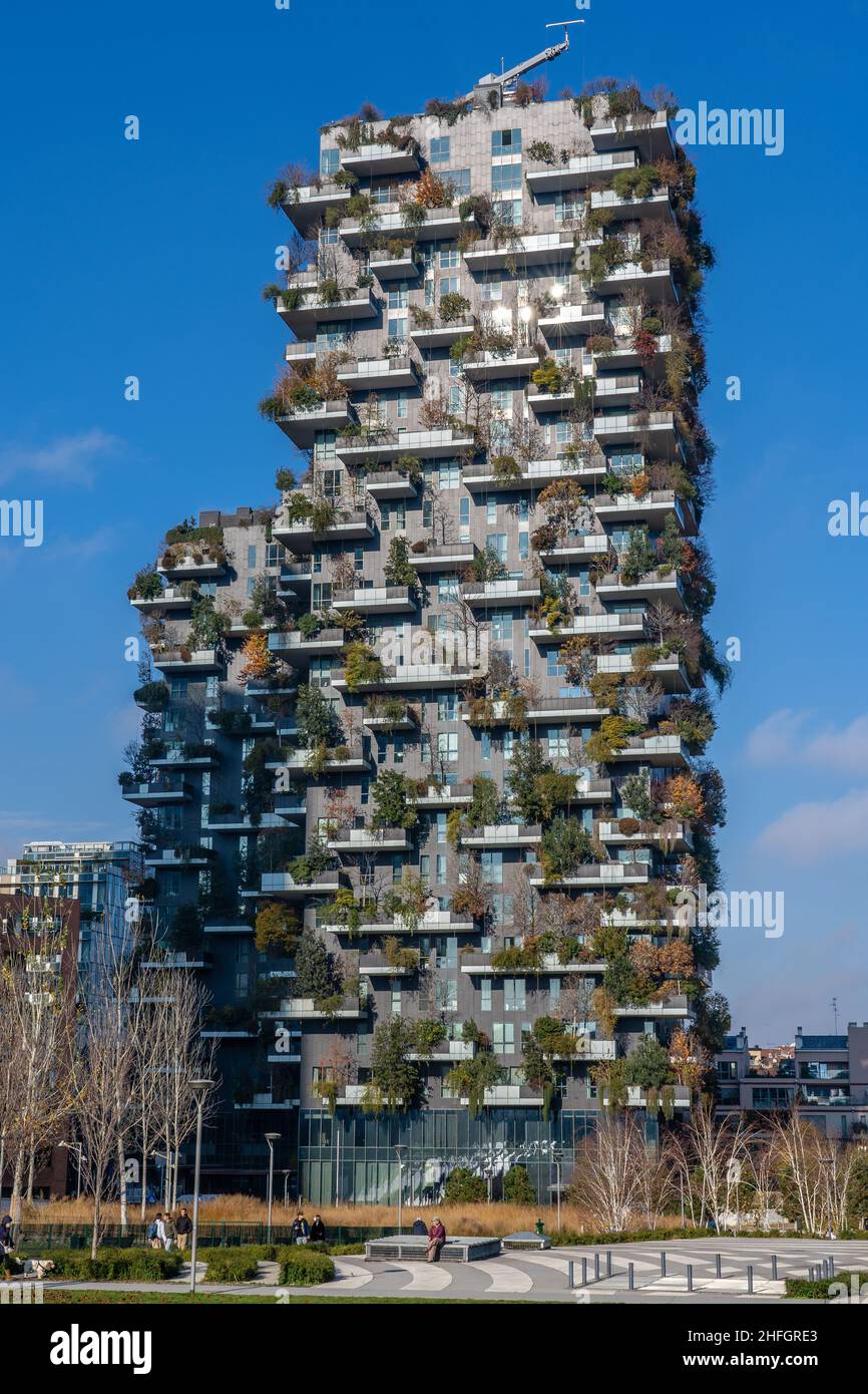 Bosco Verticale / Vertical Forest in Milan (Italy) Stock Photo