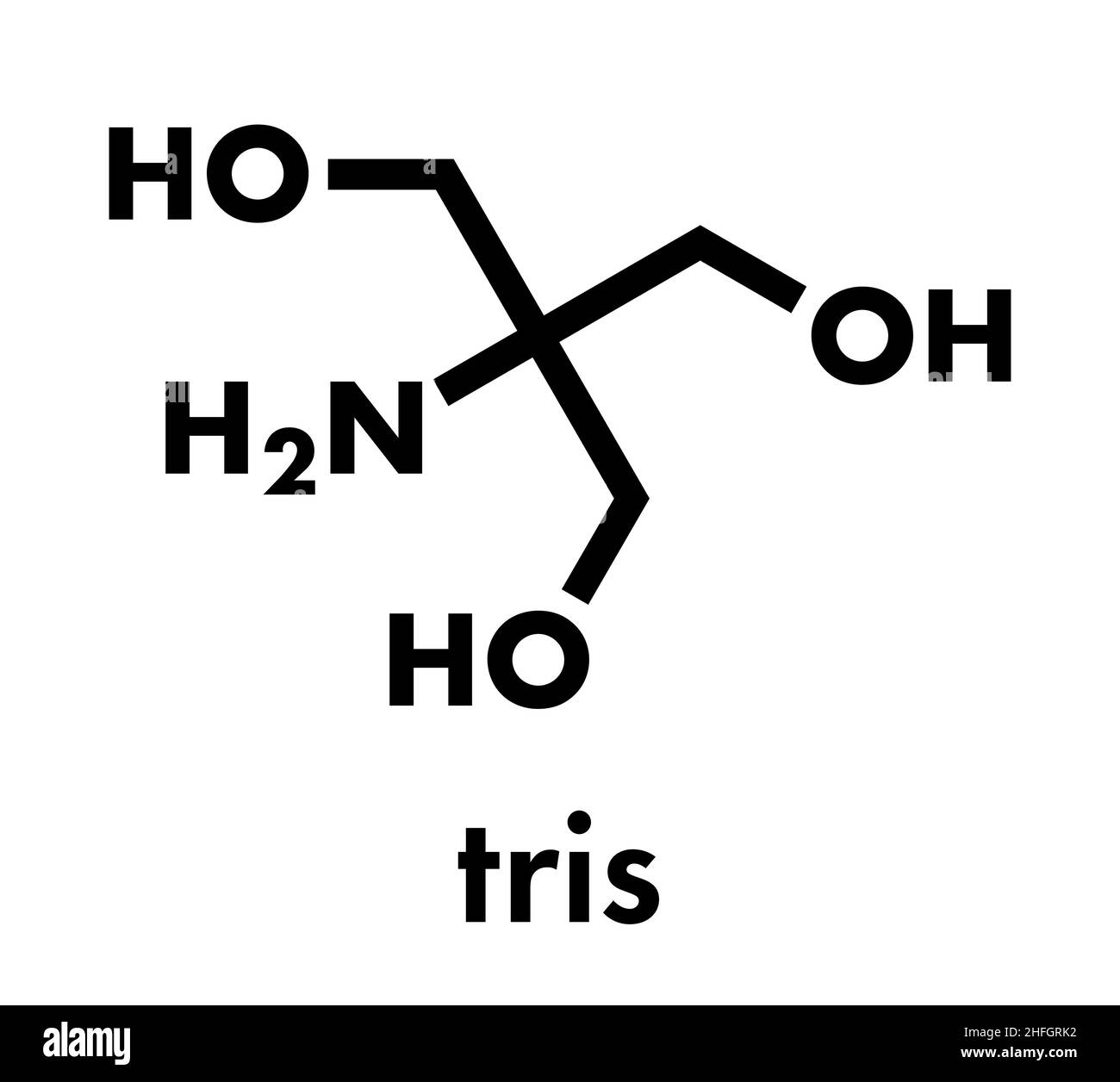 Tris buffering agent molecule. Also known as tromethamine. Skeletal formula. Stock Vector