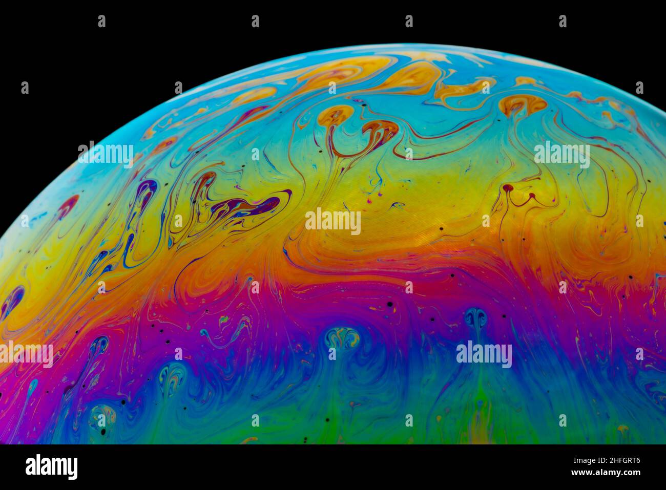 Multicolored abstract soap bubble close up macro Stock Photo