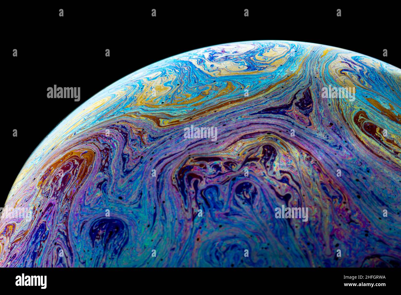 Multicolored abstract soap bubble close up macro Stock Photo