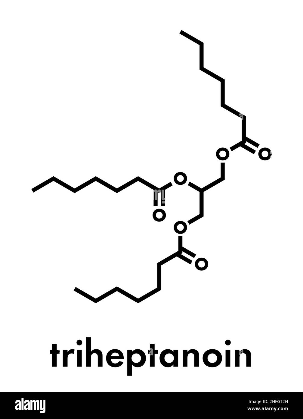 Triheptanoin drug molecule. Skeletal formula. Stock Vector