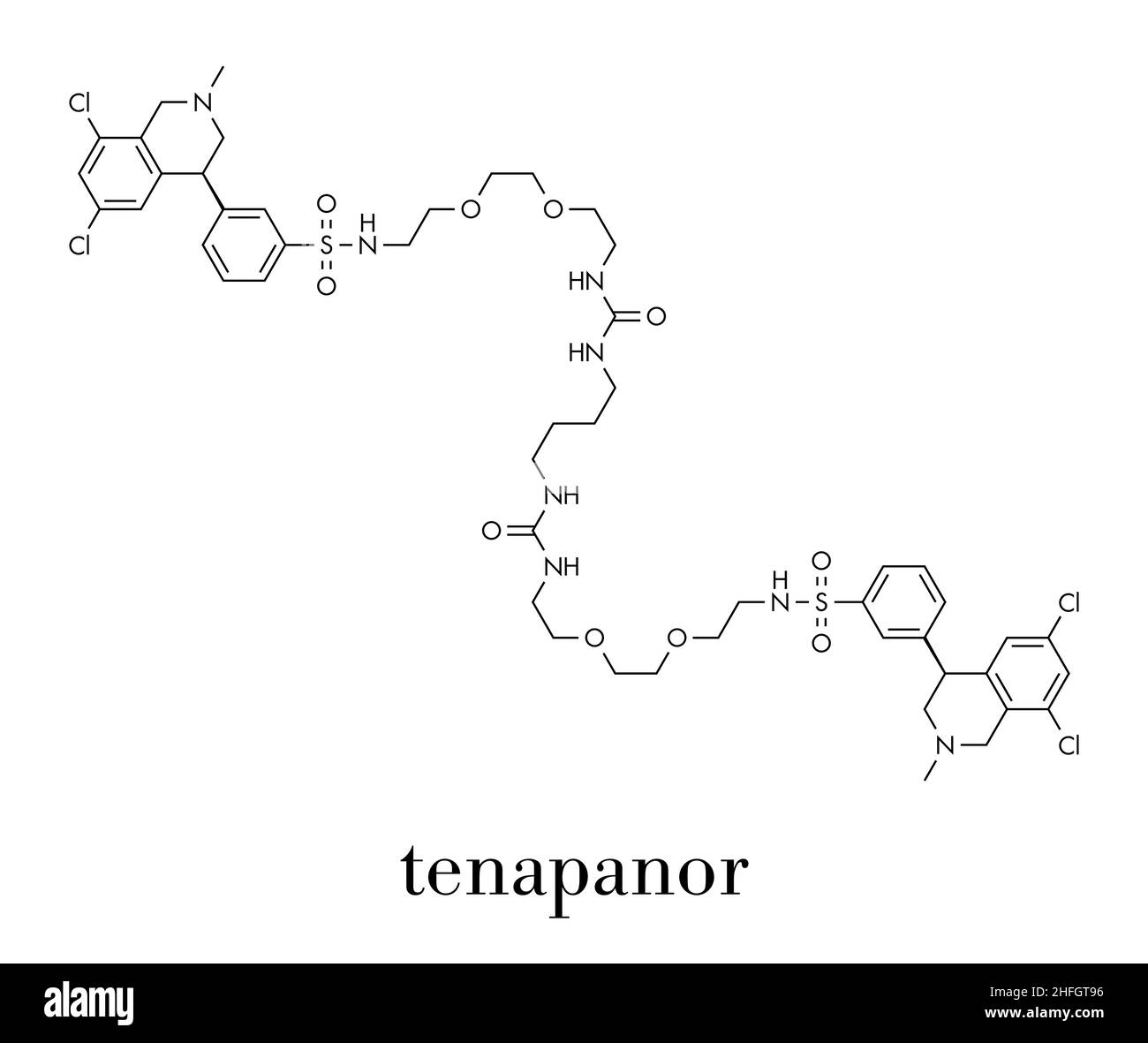 Tenapanor drug molecule. Skeletal formula. Stock Vector
