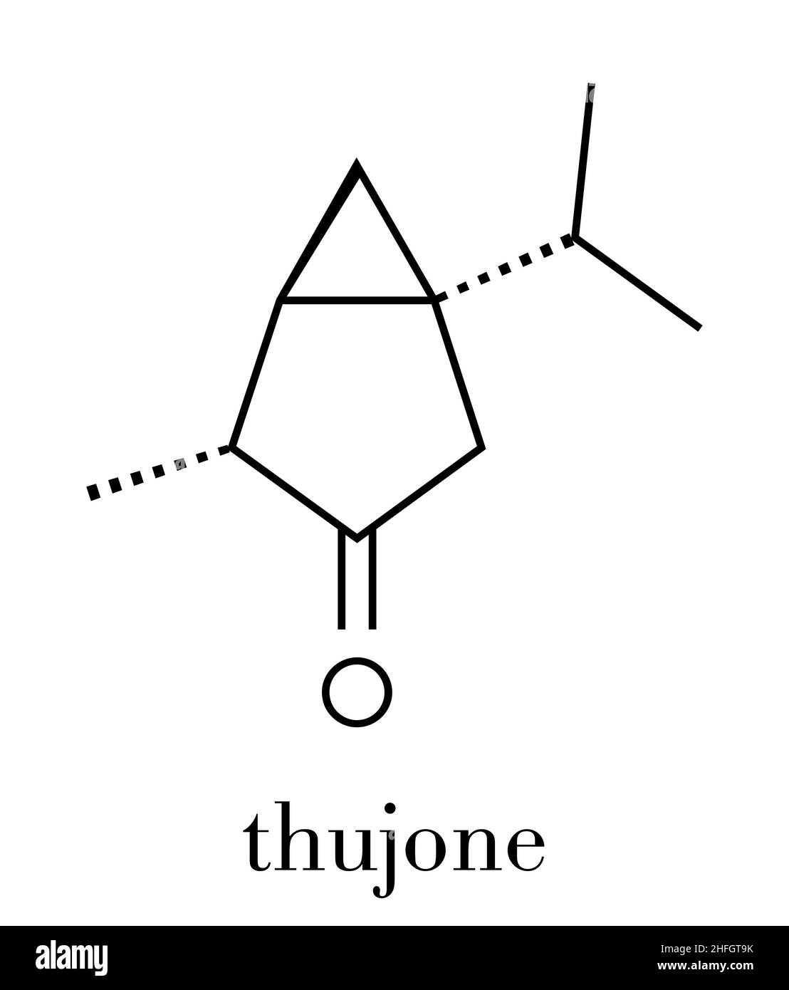 Thujone absinthe molecule, chemical structure. Skeletal formula. Stock Vector