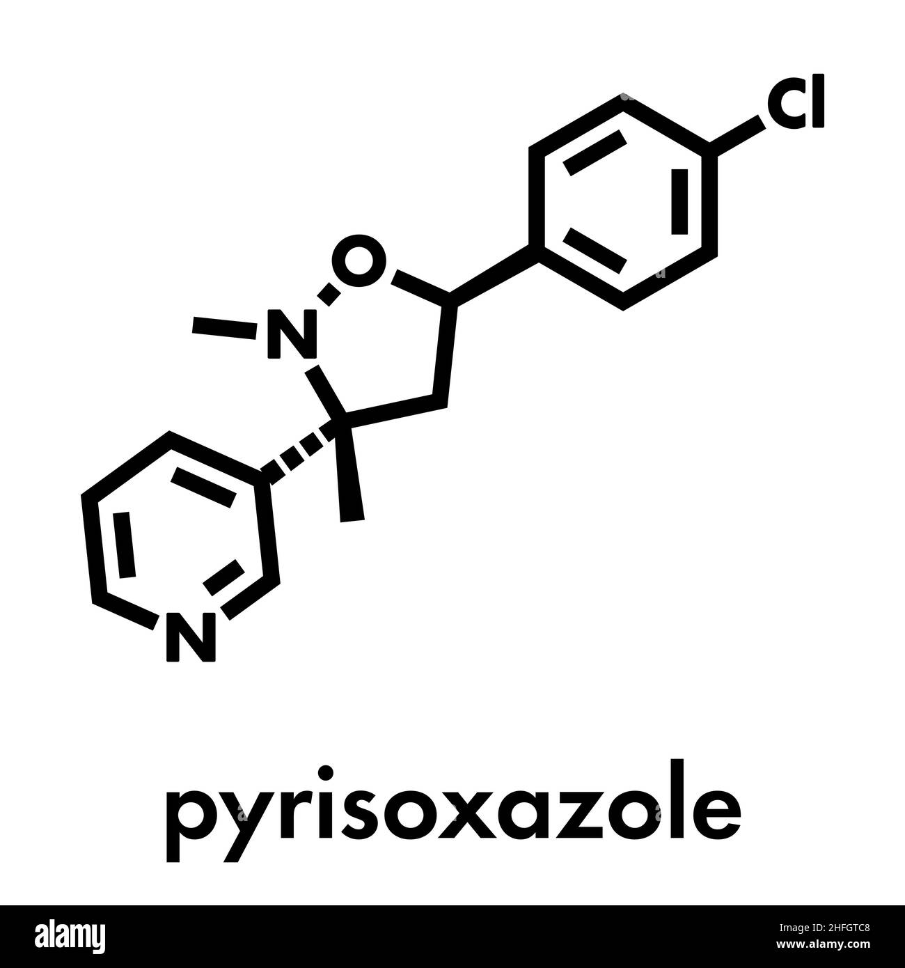 Pyrisoxazole fungicide molecule. Skeletal formula. Stock Vector
