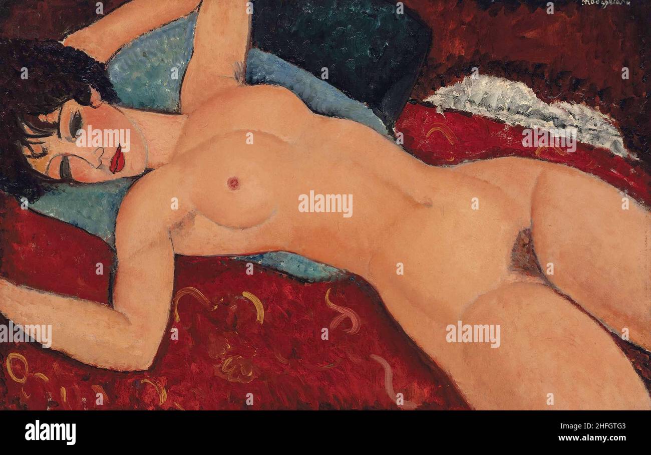 Amedeo Modigliani, Red Nude, Reclining Nude, Nu couché, 1917, oil on canvas Stock Photo