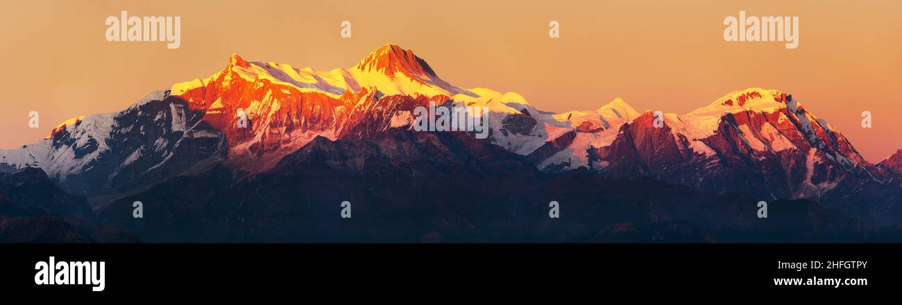 Evening, sunset view of  Annapurna range, Nepal Himalaya mountain Stock Photo