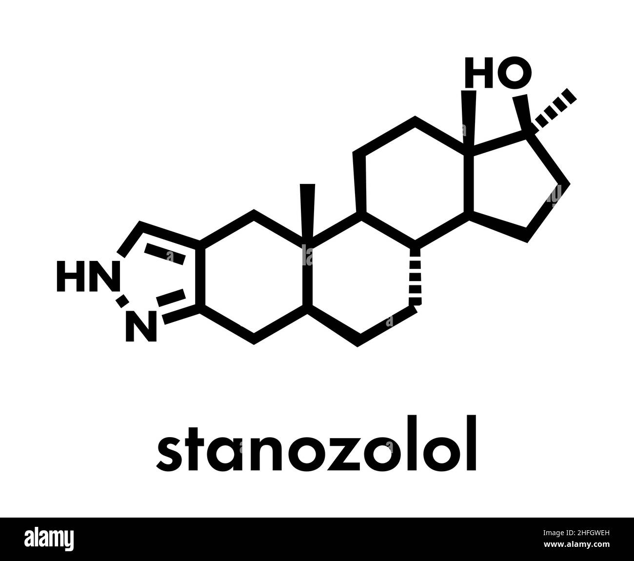 Stanozolol anabolic steroid drug, chemical structure. Skeletal formula ...