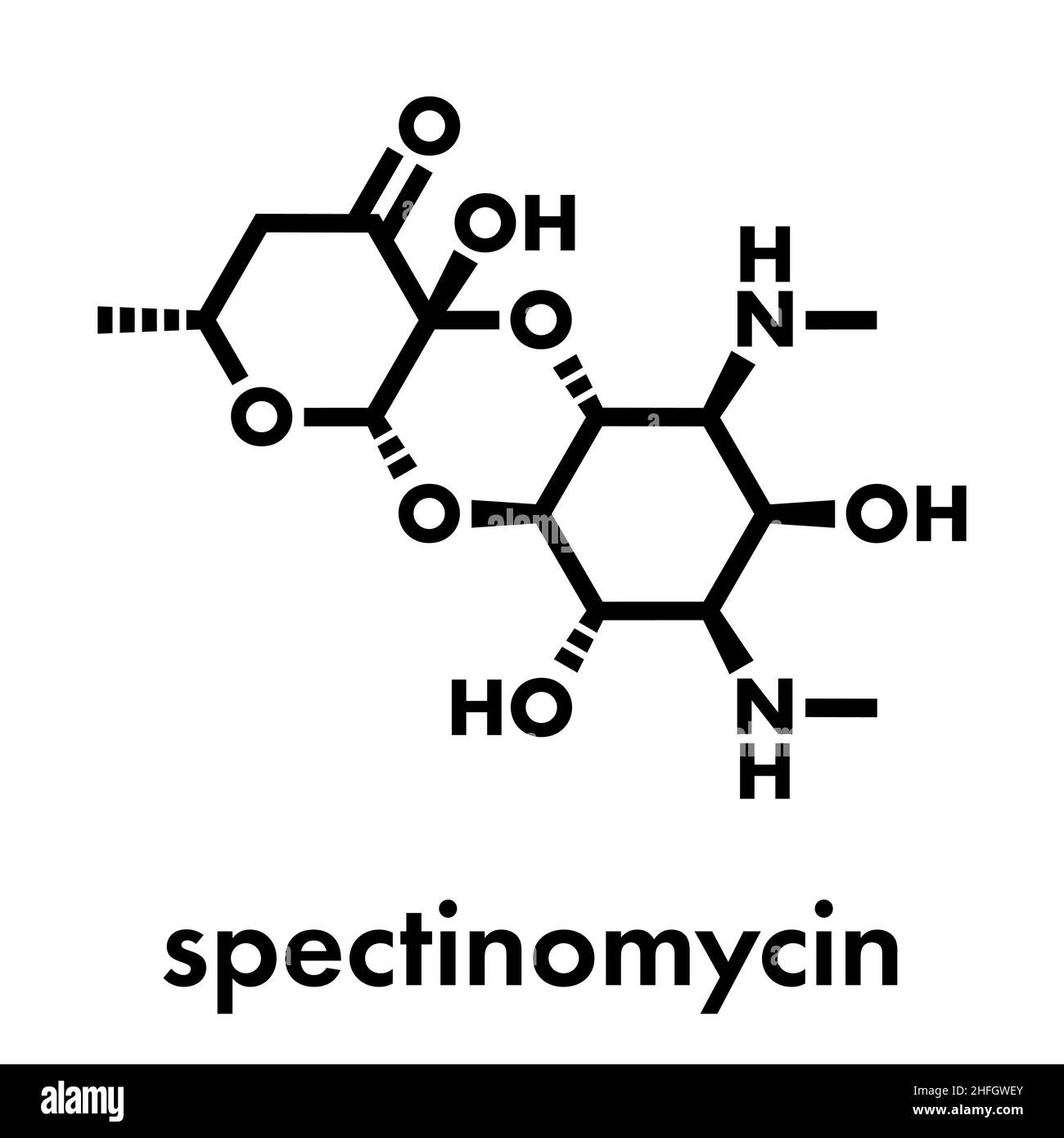 Spectinomycin gonorrhea drug molecule. Antibiotic of the aminocyclitol