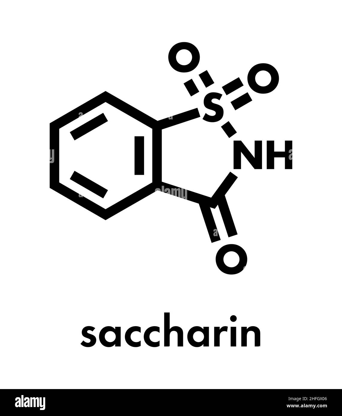 Saccharin artificial sweetener molecule. Skeletal formula Stock Vector