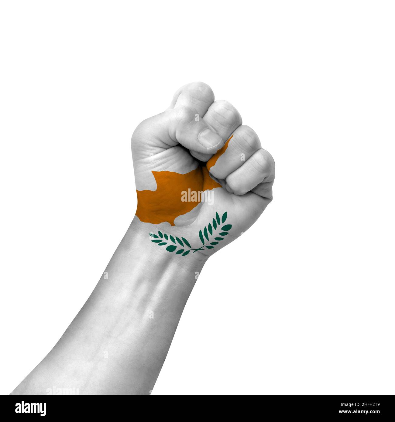 Hand pointing thumb up direction, cyprus painted with flag as symbol of ...