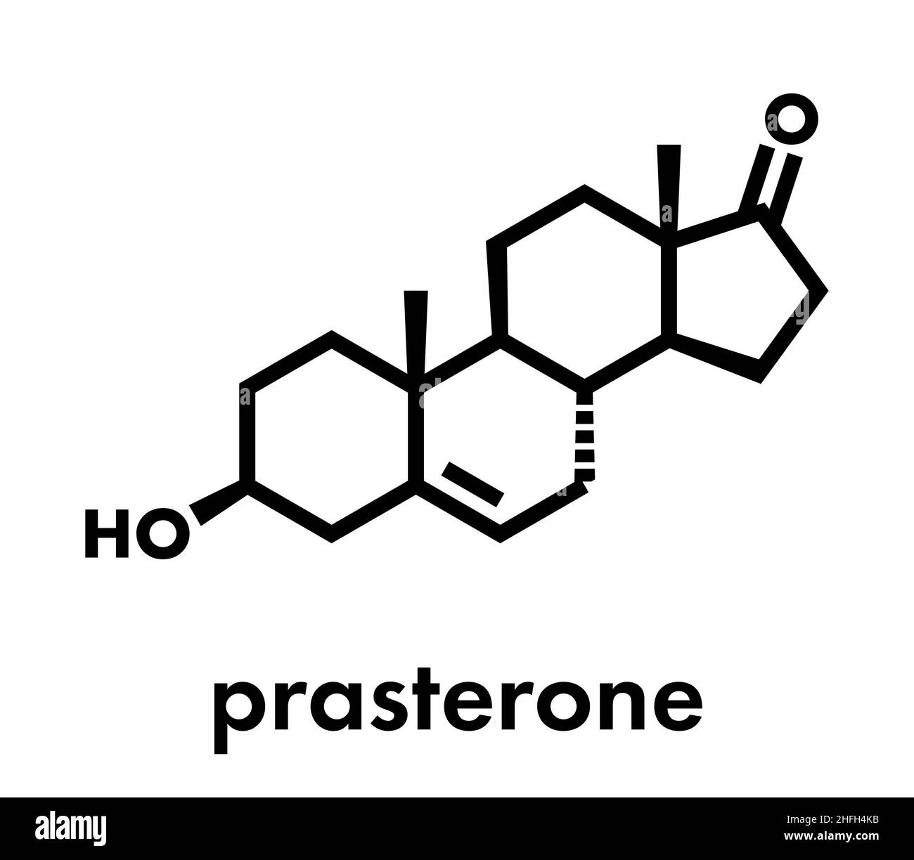 Prasterone (dehydroepiandrosterone, DHEA) drug molecule. Skeletal