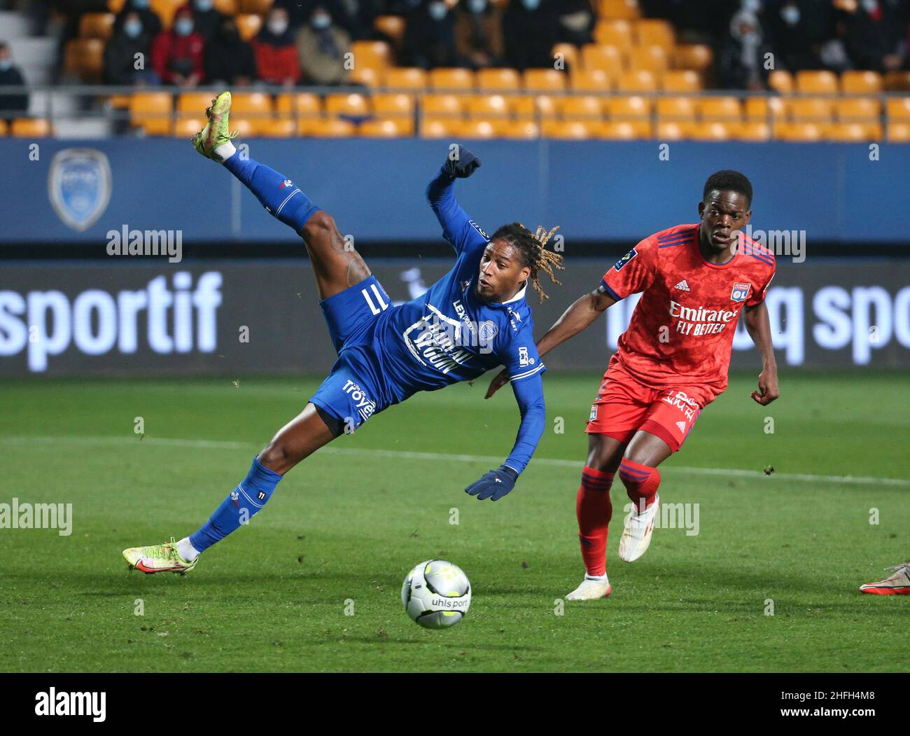 Gerson Rodrigues of Troyes, Castello Lukeba of Lyon during the French ...