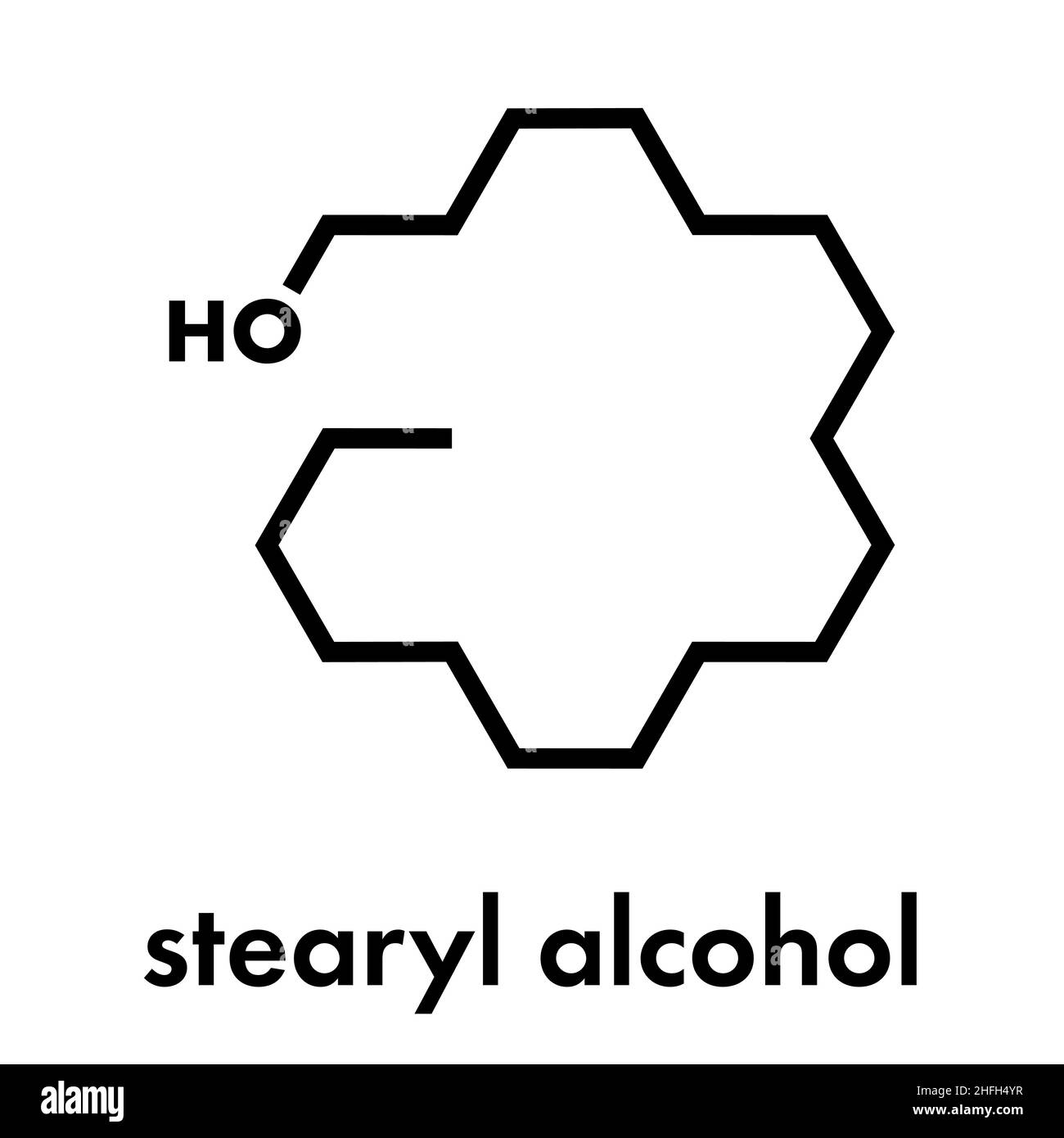 Stearyl alcohol molecule. Constituent of cetostearyl alcohol