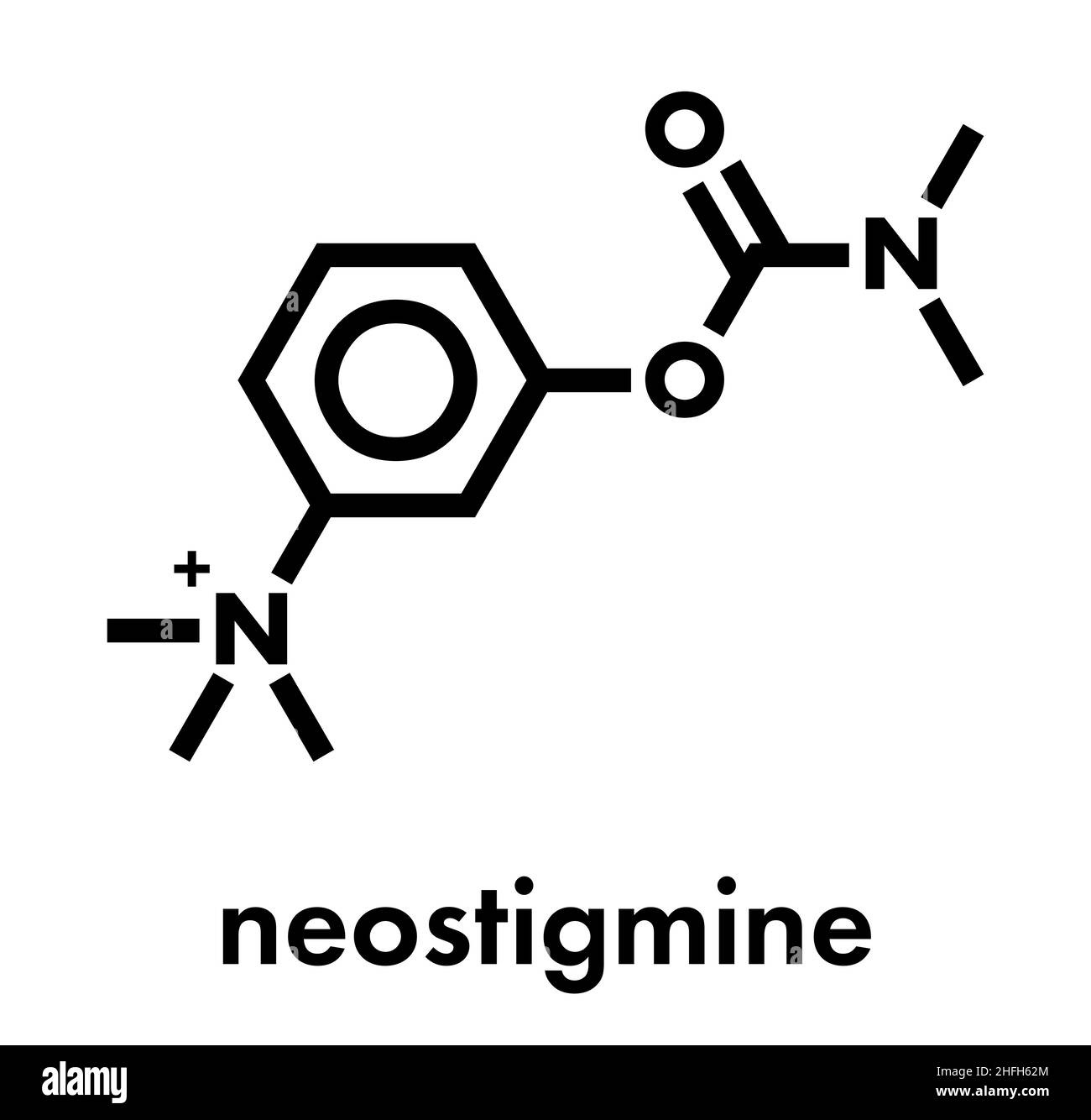 Neostigmine drug molecule. Skeletal formula. Stock Vector