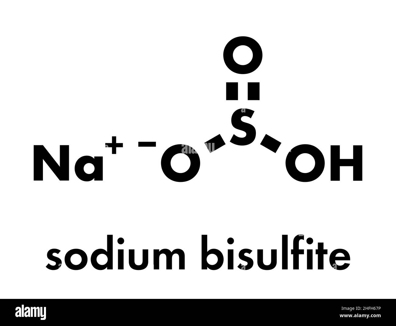 Sodium bisulfite salt, chemical structure. Used as food preservative