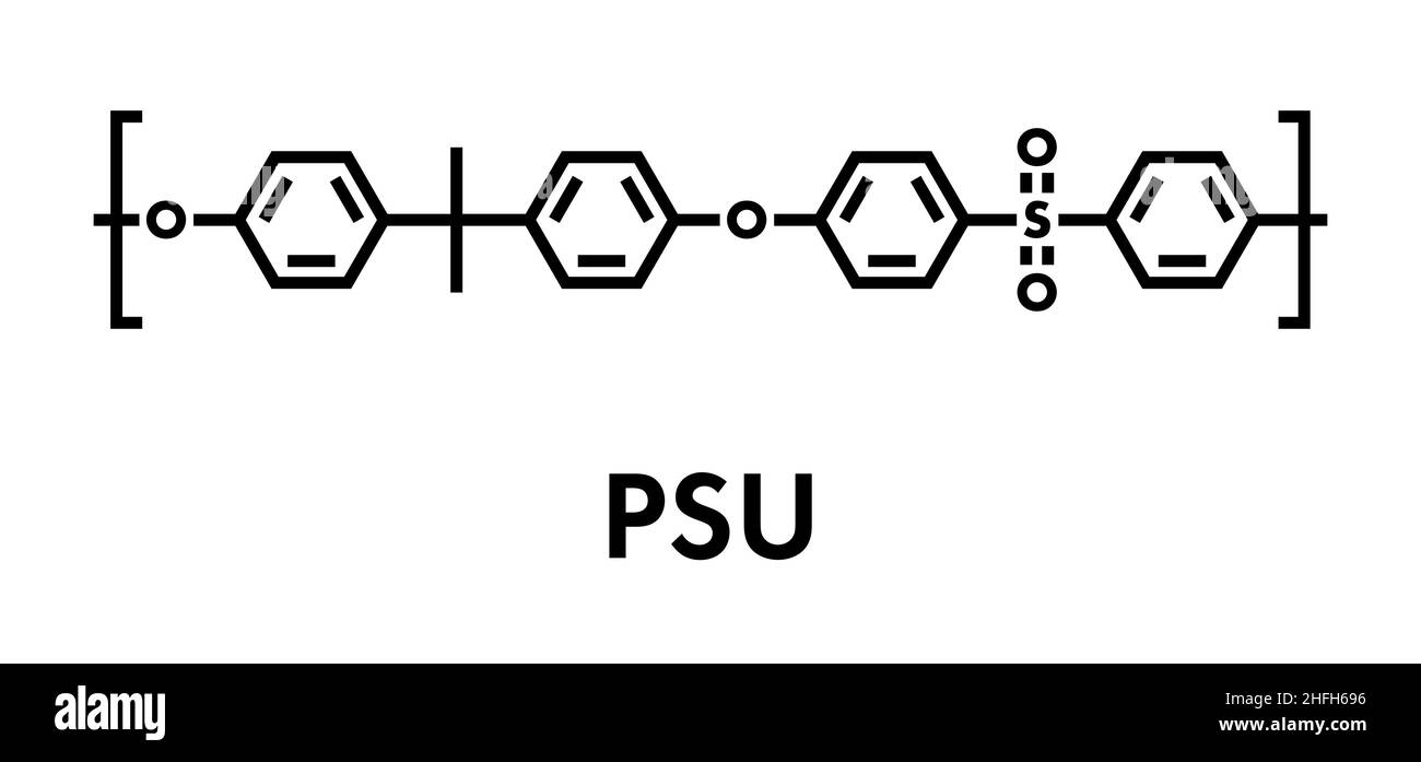 Polysulfone, basic chemical structure. Skeletal formula. Stock Vector
