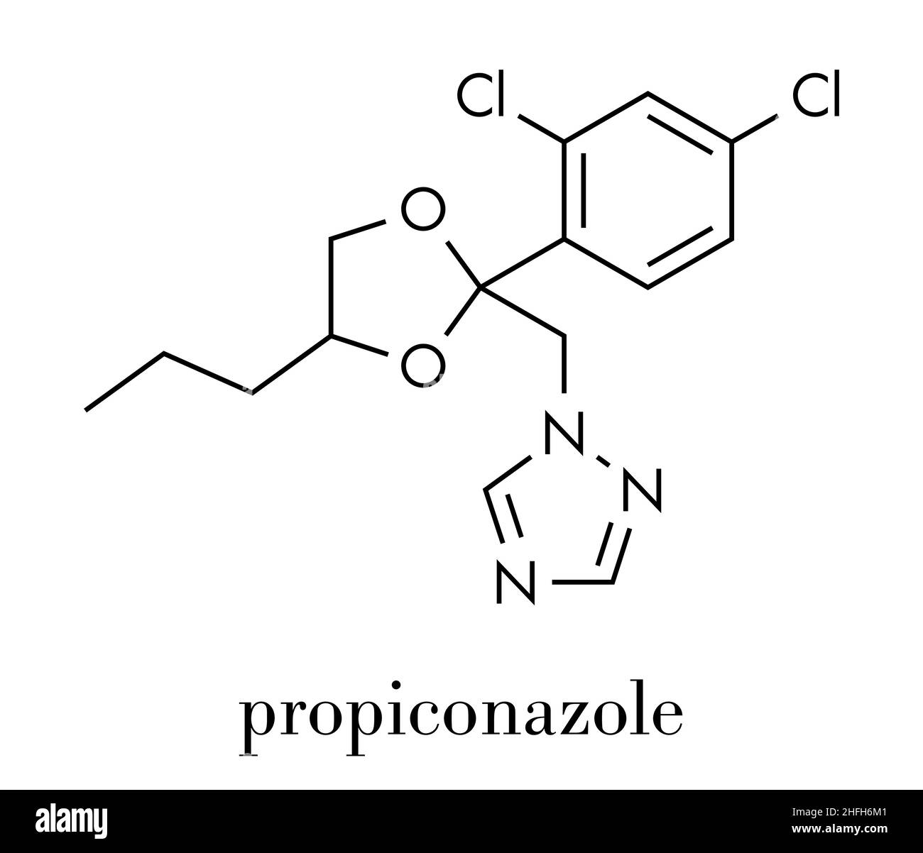Propiconazole antifungal molecule (triazole class). Skeletal formula