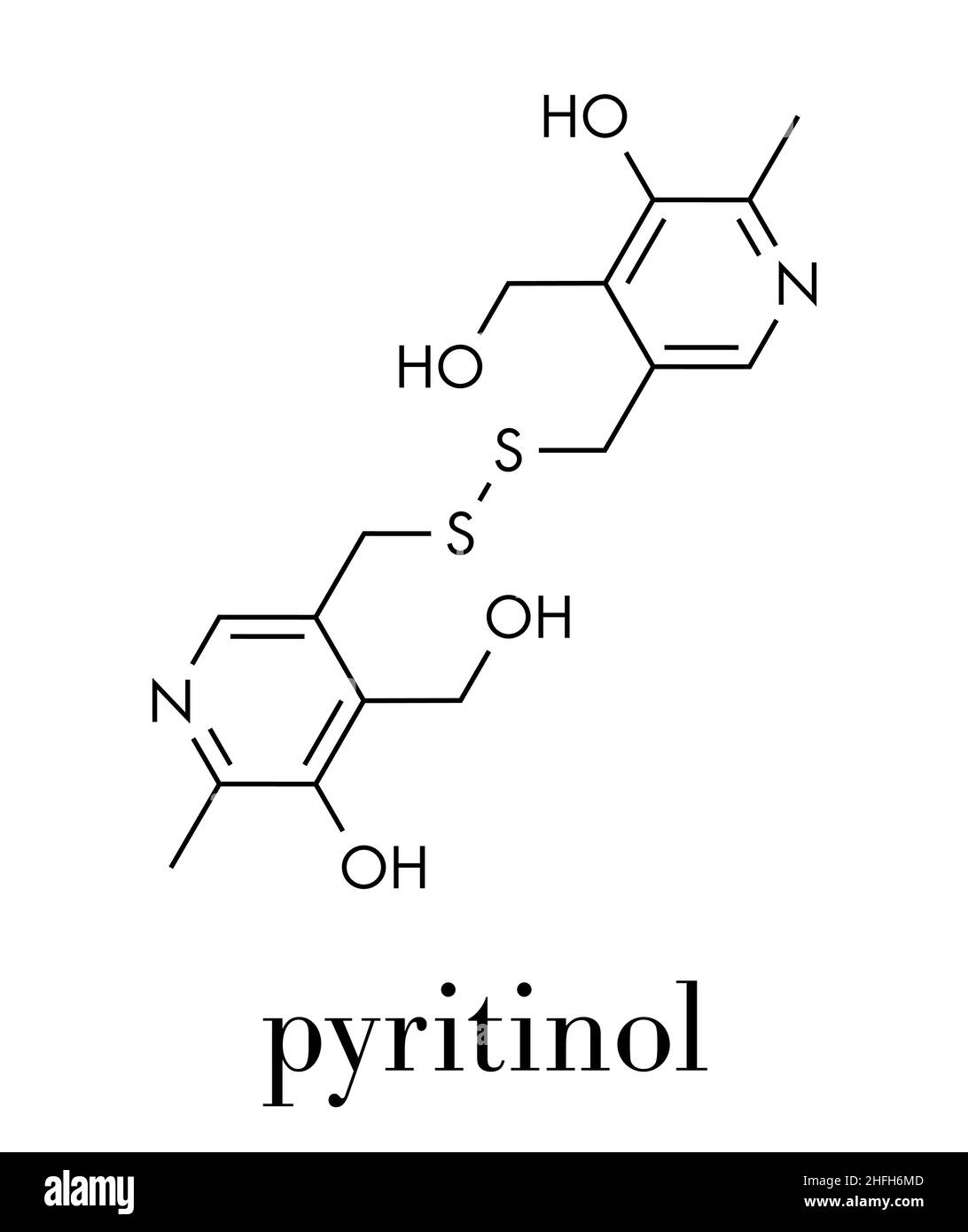 Pyritinol (pyridoxine disulfide) cognitive and learning disorder drug molecule. Also used in nootropic dietary supplements. Skeletal formula. Stock Vector