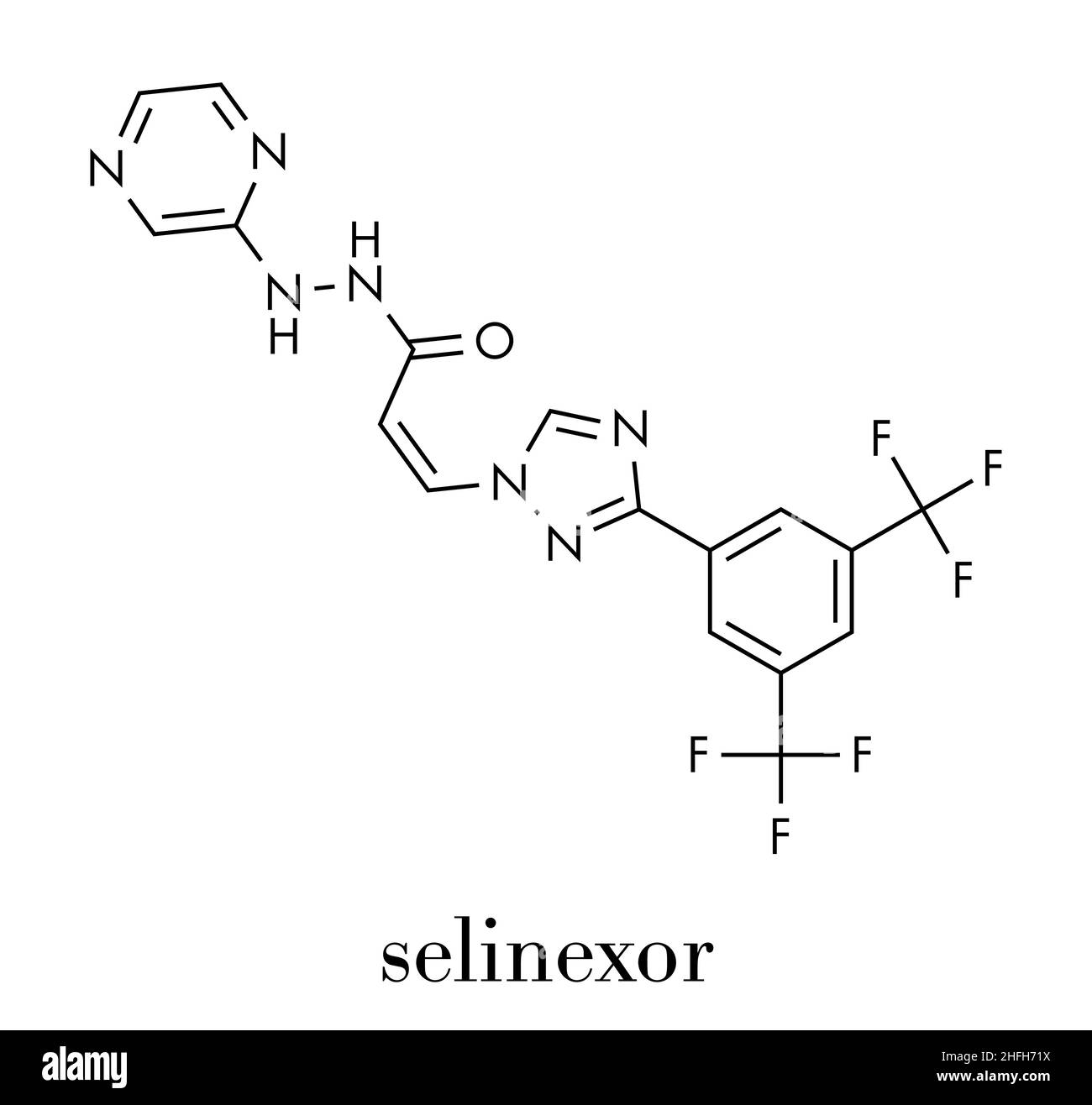 Selinexor cancer drug molecule. Skeletal formula Stock Vector Image