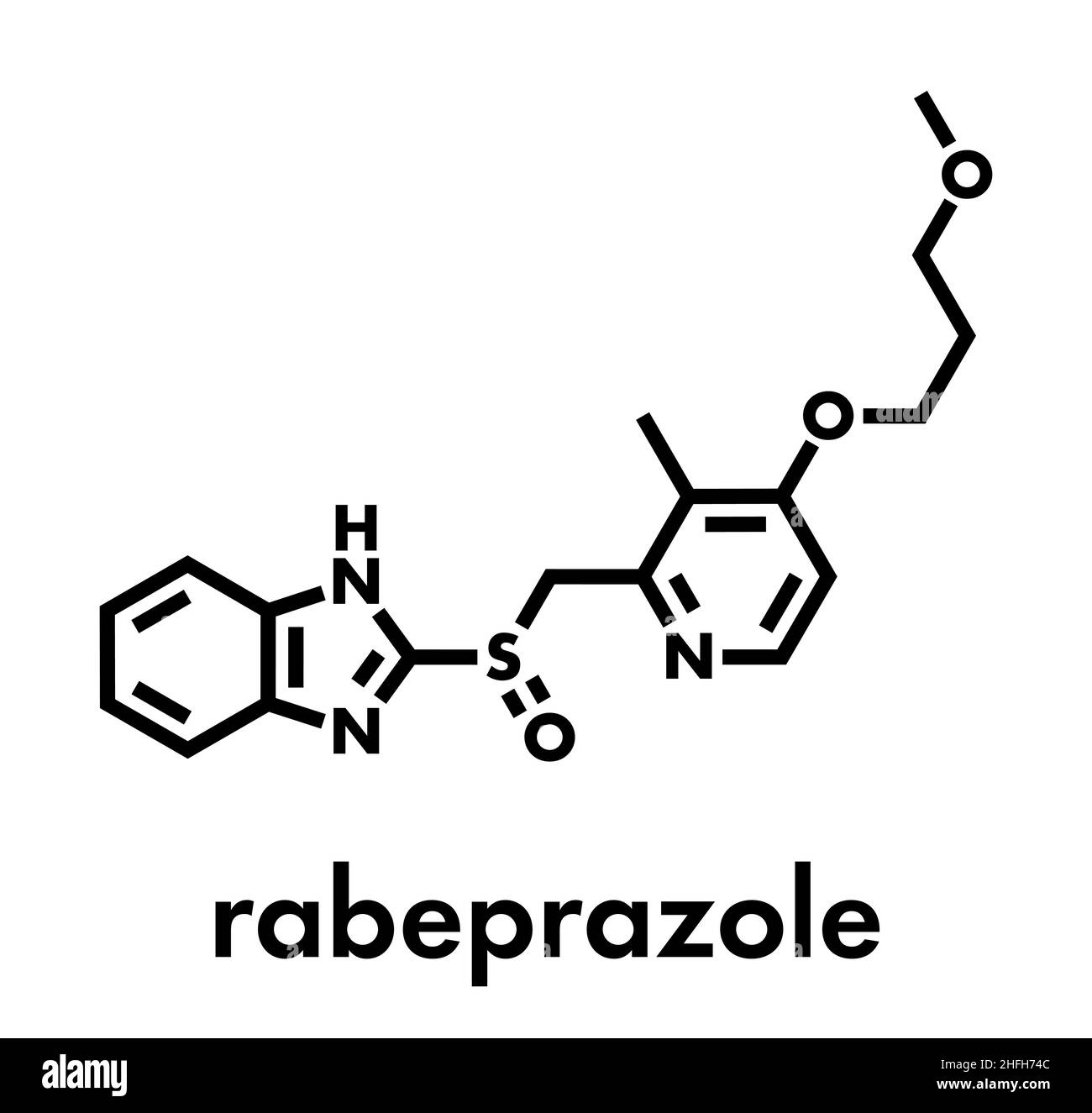 Rabeprazole gastric ulcer drug molecule (proton pump inhibitor