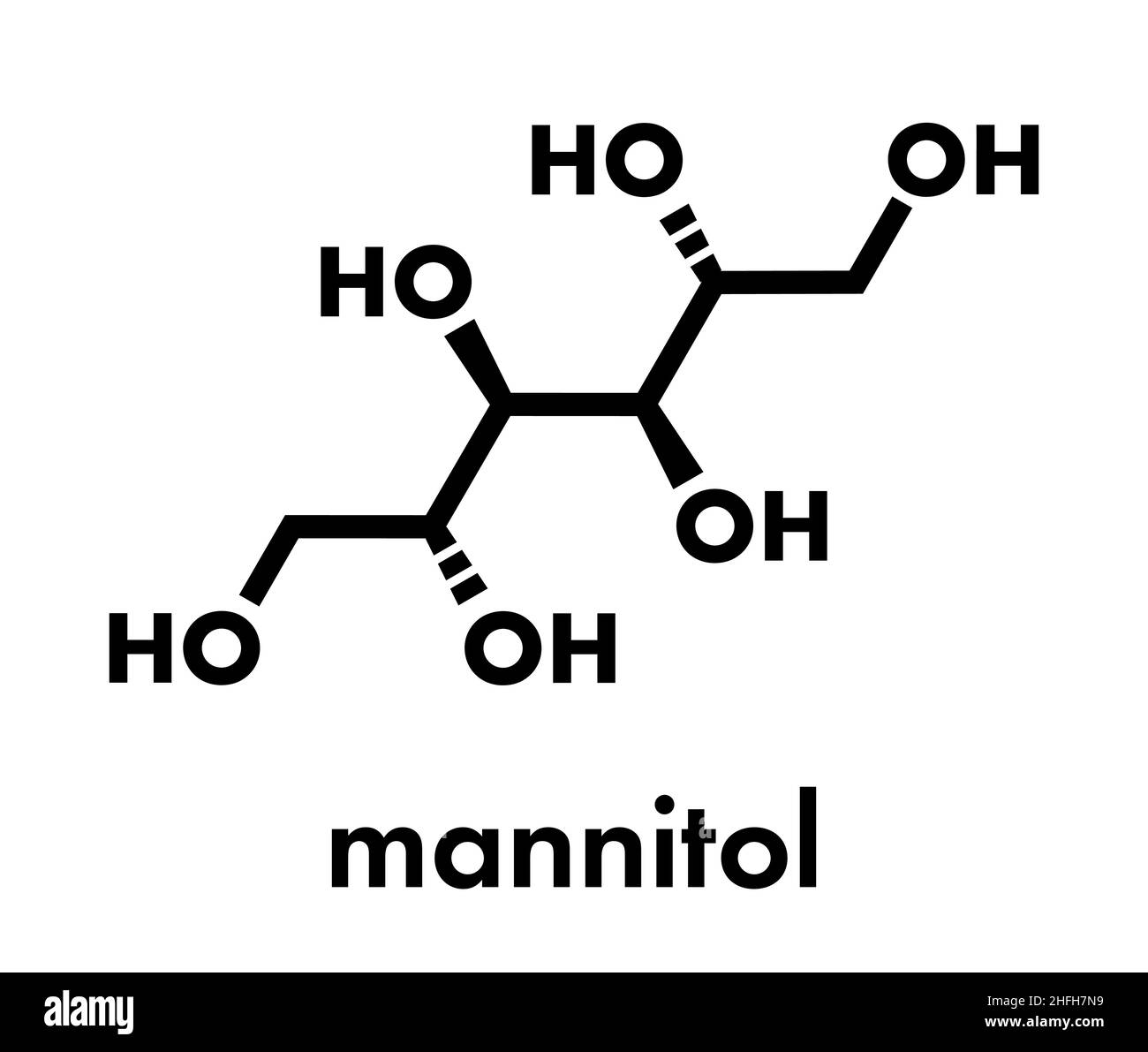 Mannitol (mannite manna sugar) molecule Used as sweetener drug etc Mannitol (mannite manna sugar) molecule Used as sweetener drug etc
