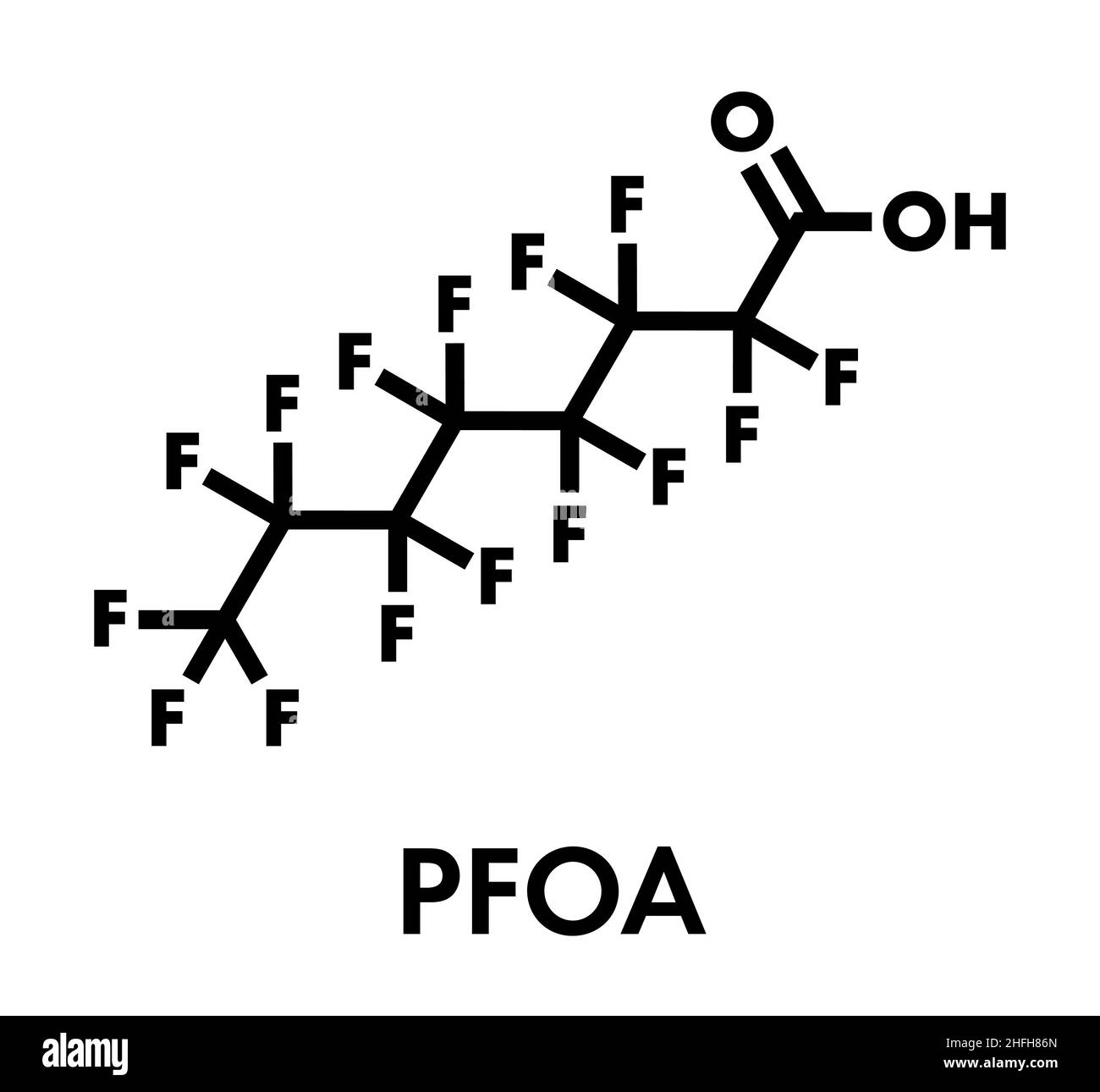 Perfluorooctanoic acid (PFOA C8) molecule Important and persistent Perfluorooctanoic acid (PFOA C8) molecule Important and persistent