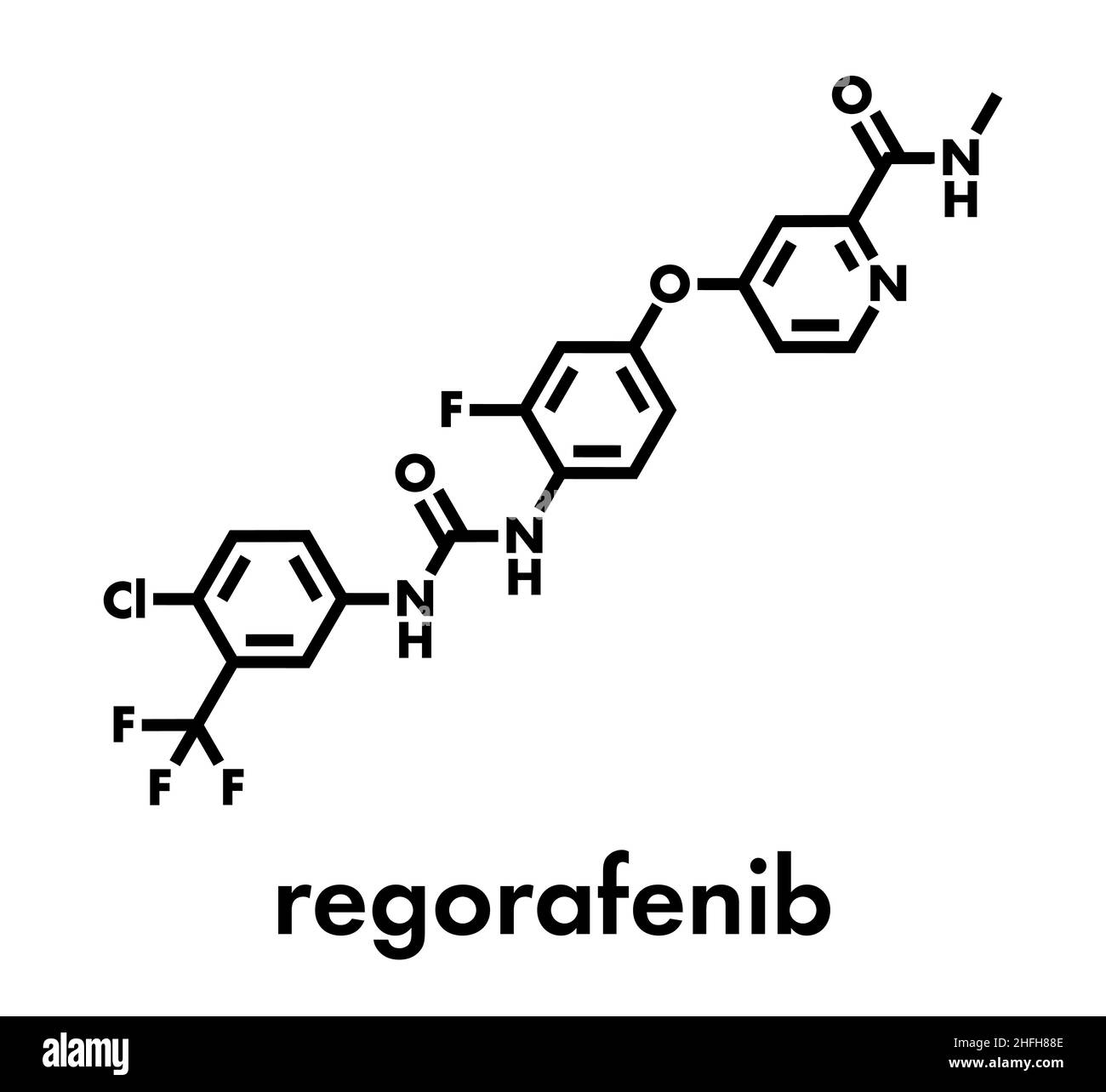 Regorafenib cancer drug molecule. Skeletal formula Stock Vector Image ...