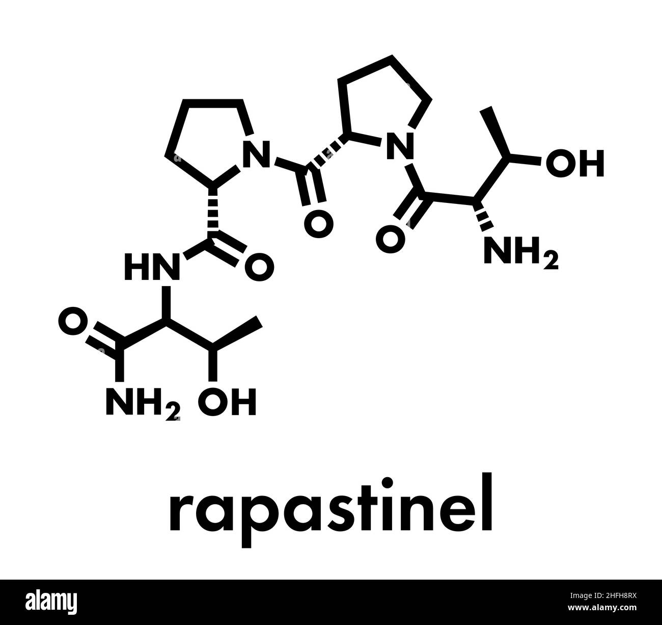 Rapastinel drug molecule. Skeletal formula. Stock Vector