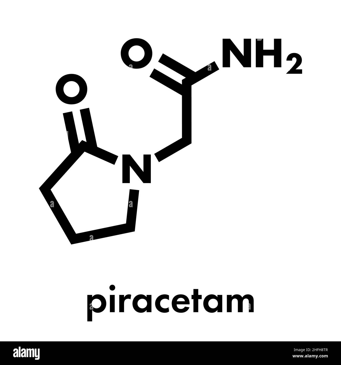 Piracetam nootropic drug molecule. Skeletal formula. Stock Vector