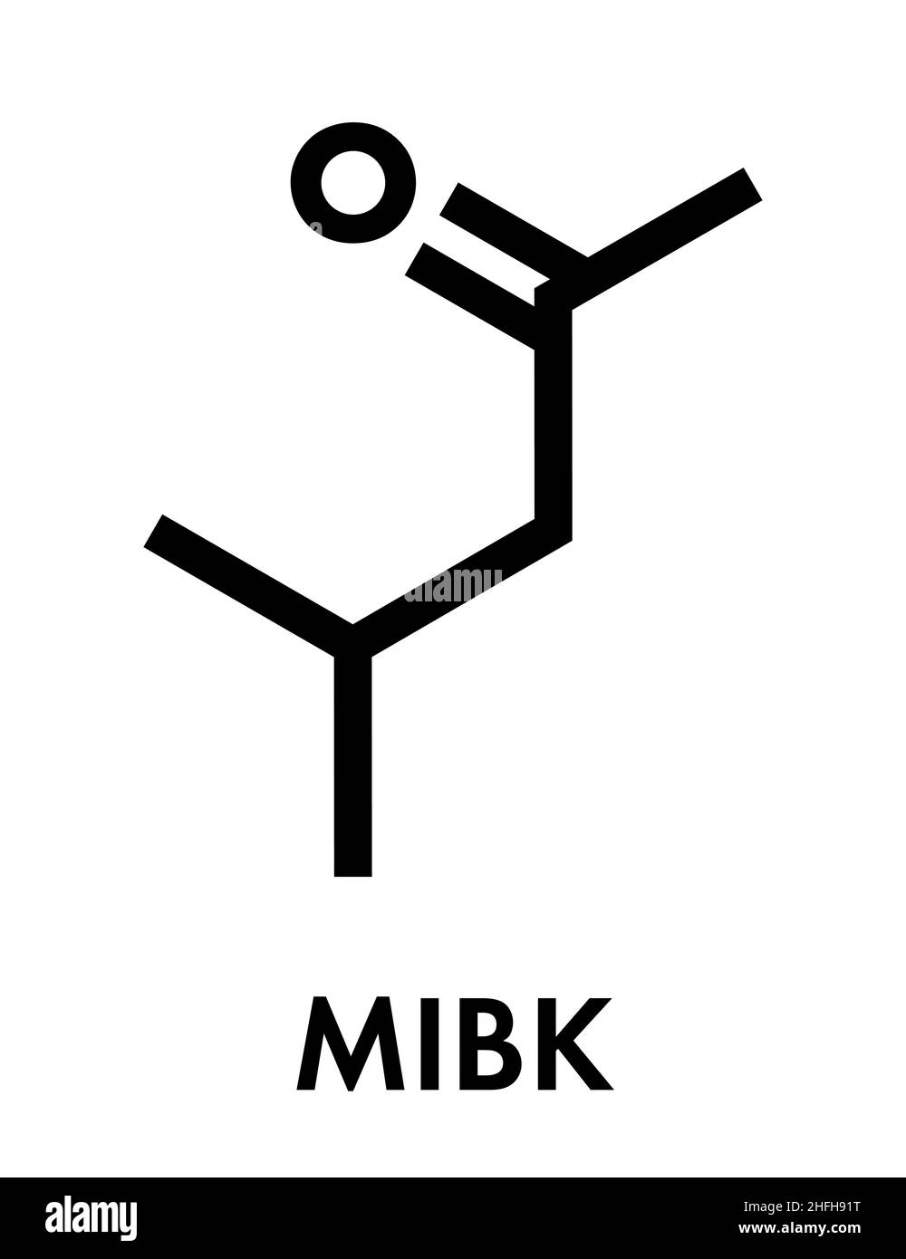Methyl isobutyl ketone molecule. Used as chemical solvent and to
