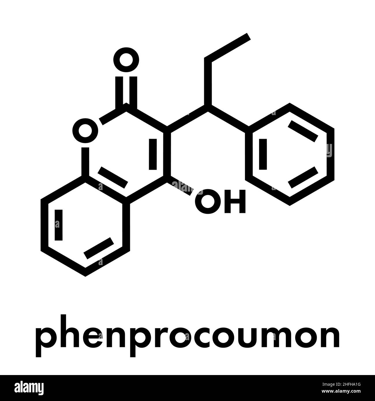 Phenprocoumon anticoagulant drug molecule (vitamin K antagonist