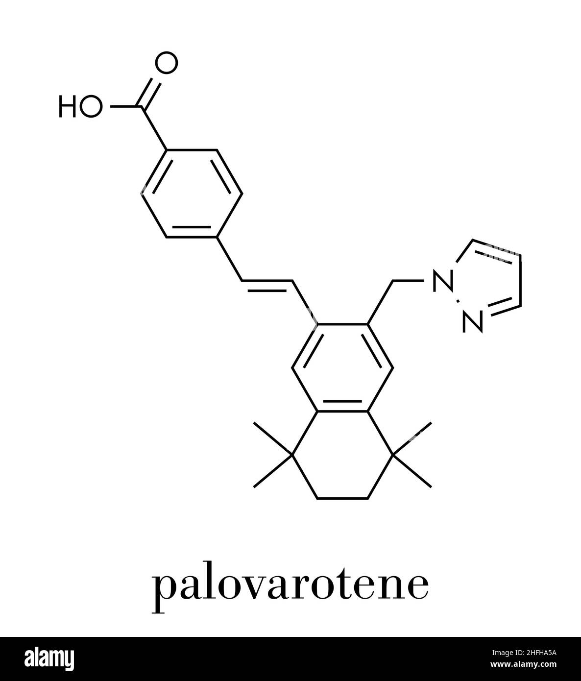 Palovarotene drug molecule. Skeletal formula. Stock Vector