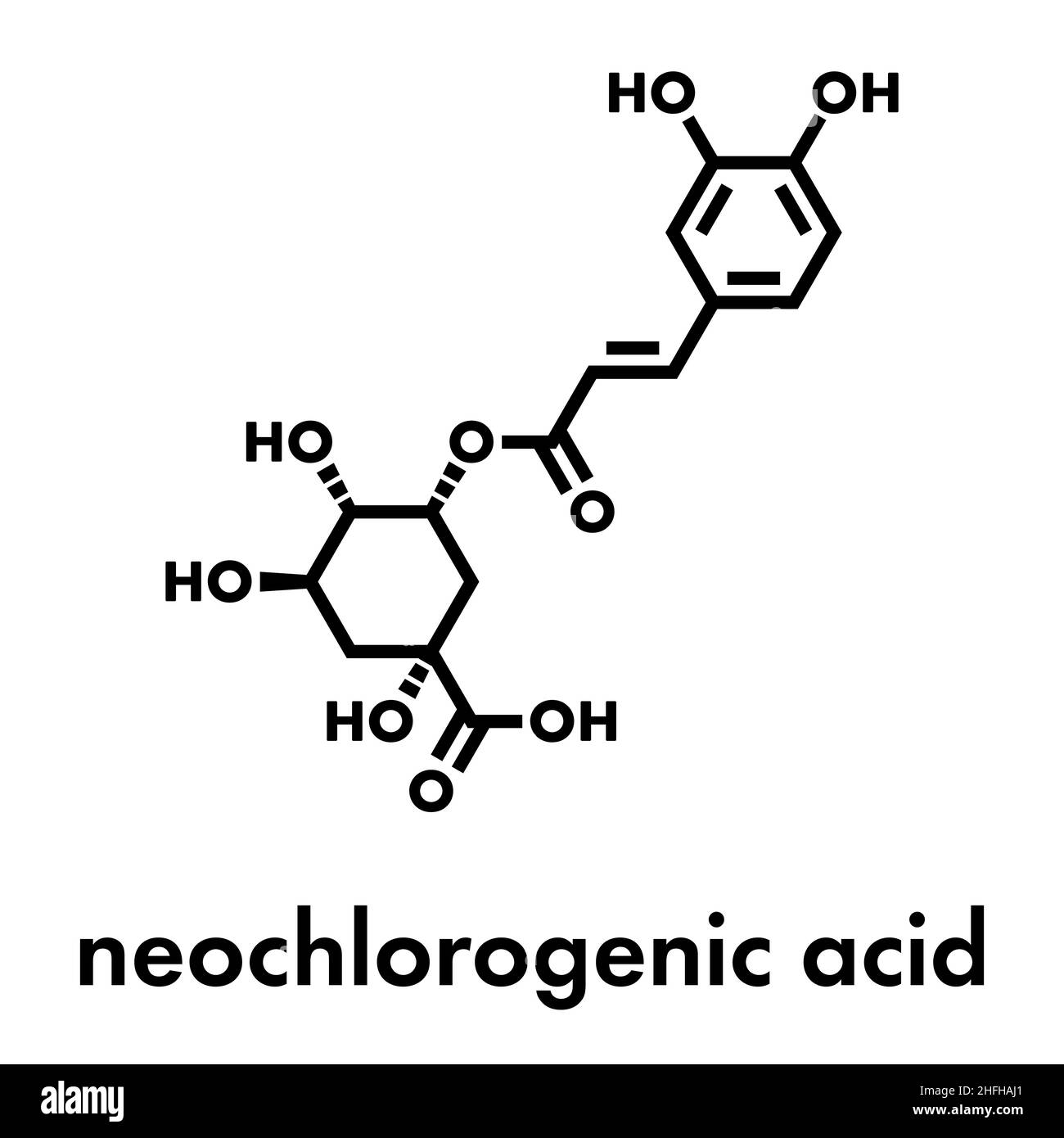 Neochlorogenic acid molecule. Skeletal formula. Stock Vector