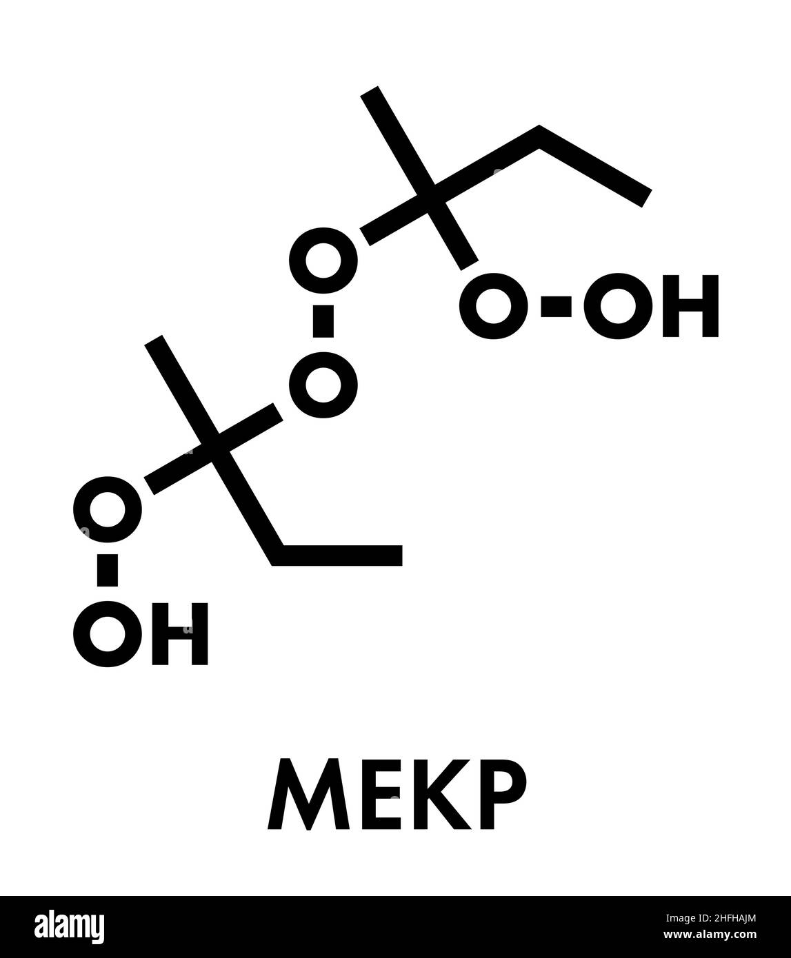 Methyl ethyl ketone peroxide (MEKP) explosive molecule. Skeletal