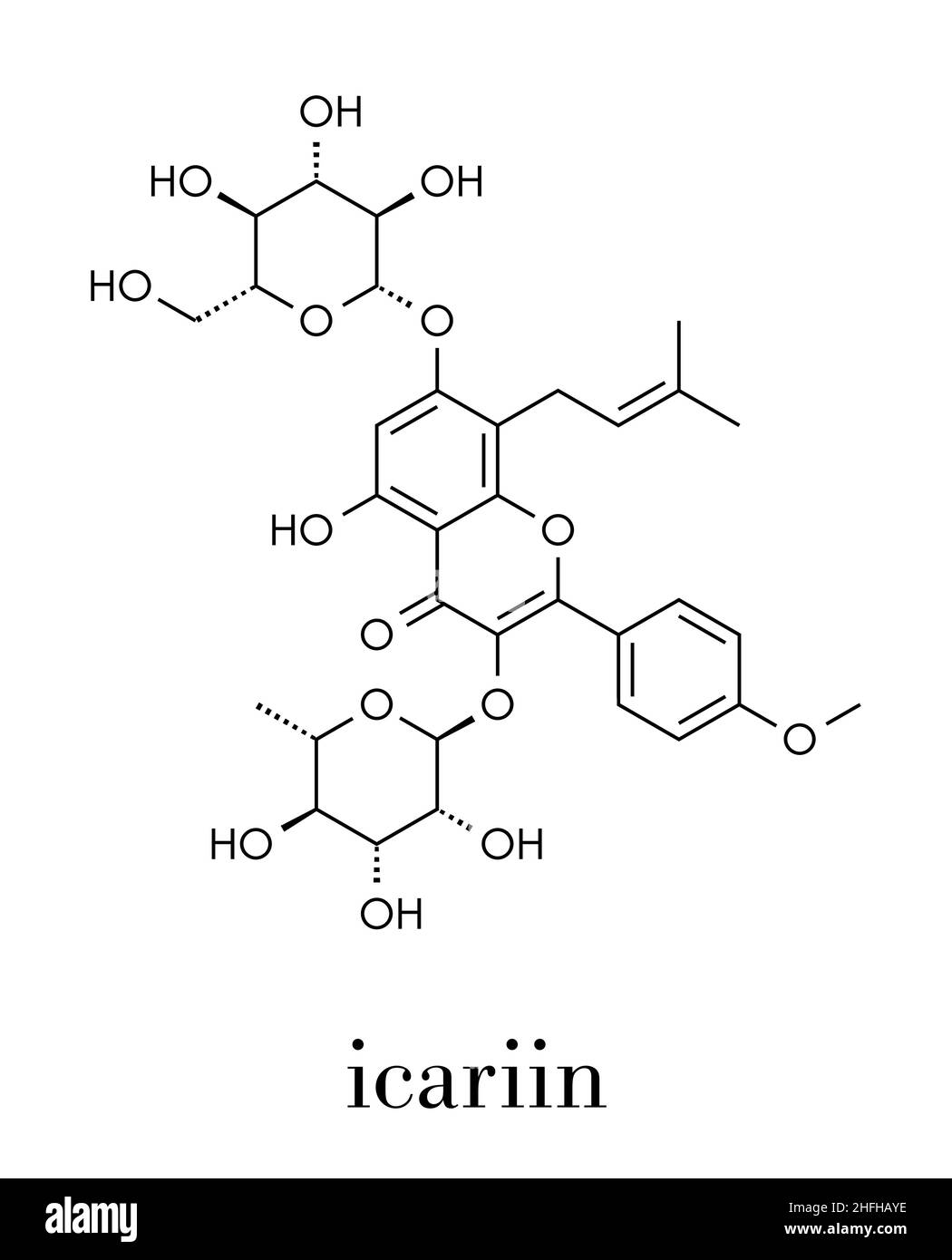 Icariin herbal flavonoid molecule. Skeletal formula Stock Vector Image & Art Alamy