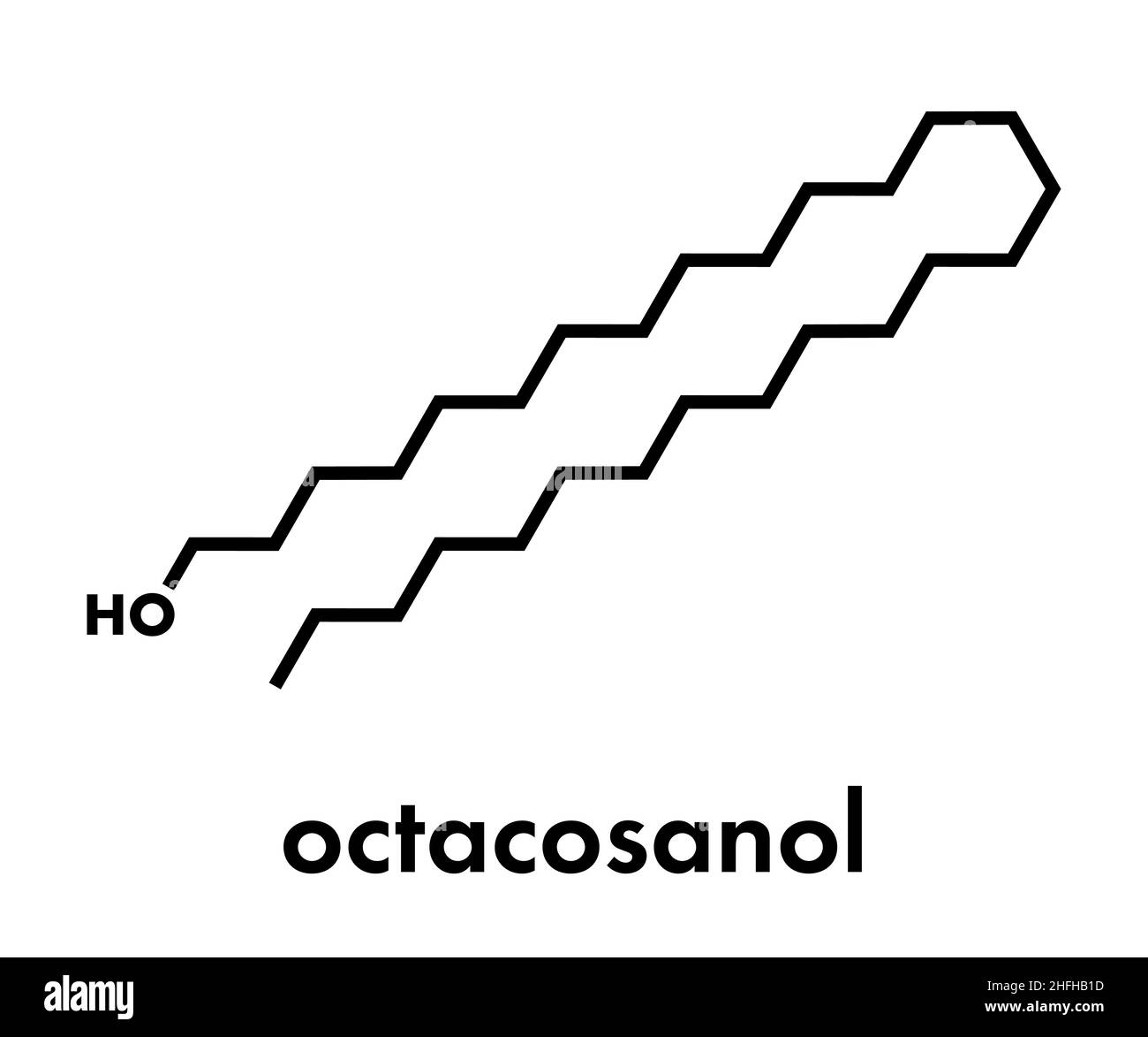 Octacosanol plant wax component molecule. long chain fatty alcohol