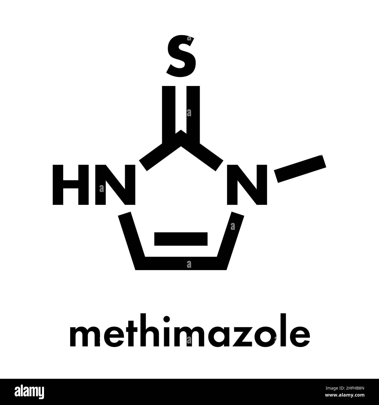 Methimazole hyperthyroidism drug molecule. Skeletal formula Stock ...