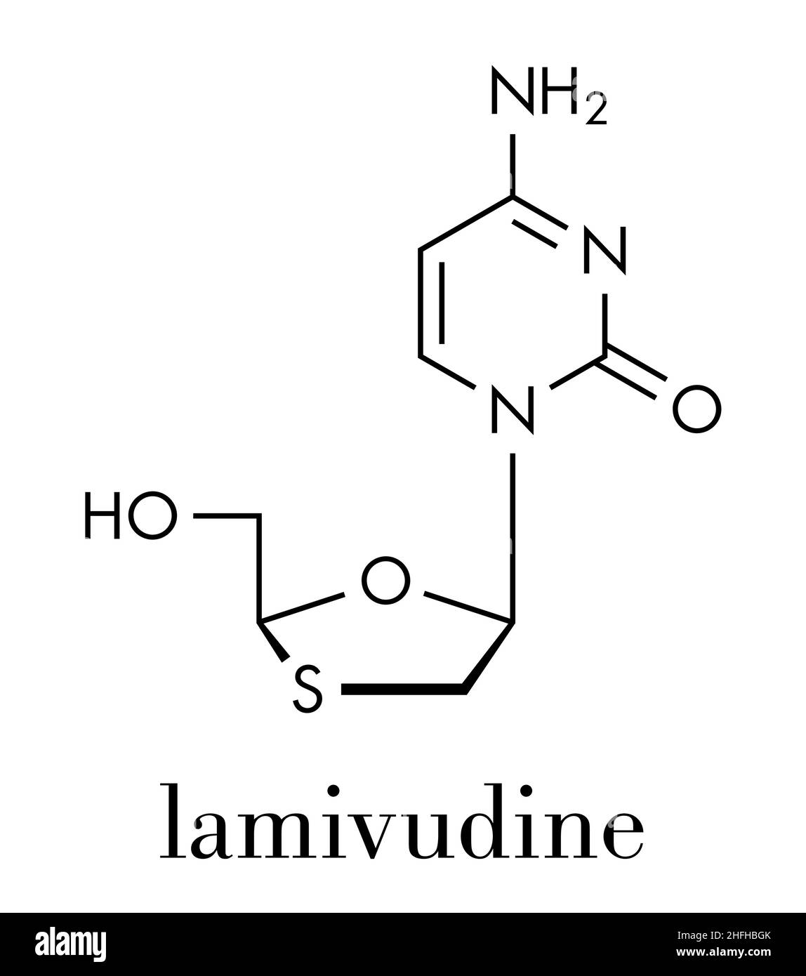 Lamivudine (3TC) antiviral drug molecule. Used in treatment of HIV and