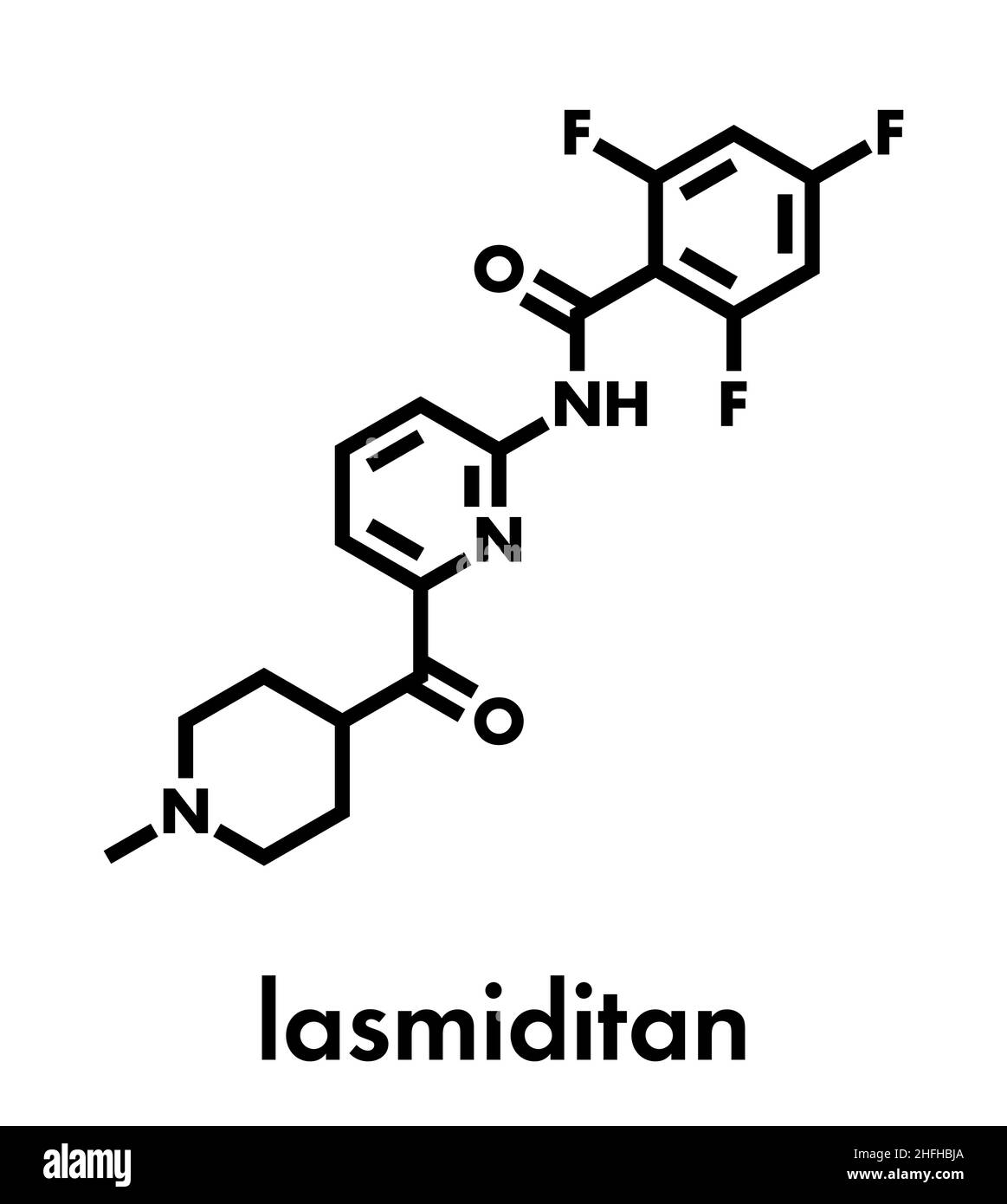 Lasmiditan migraine drug molecule. Skeletal formula. Stock Vector