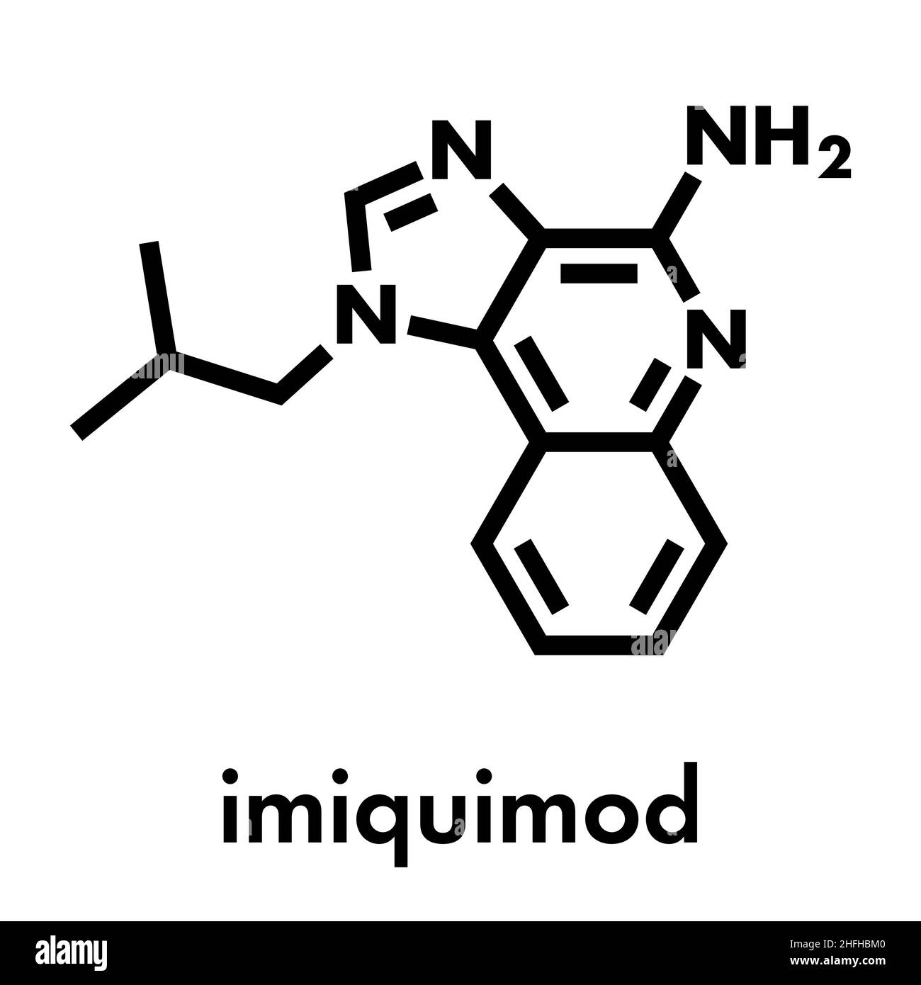 Imiquimod topical skin cancer drug molecule. Skeletal formula. Stock Vector