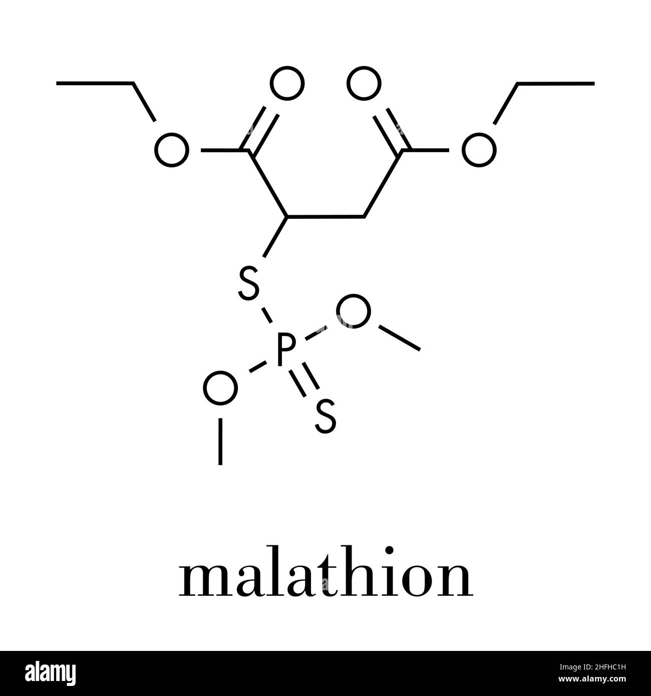 Malathion insecticide molecule. Used to treat head lice, body lice