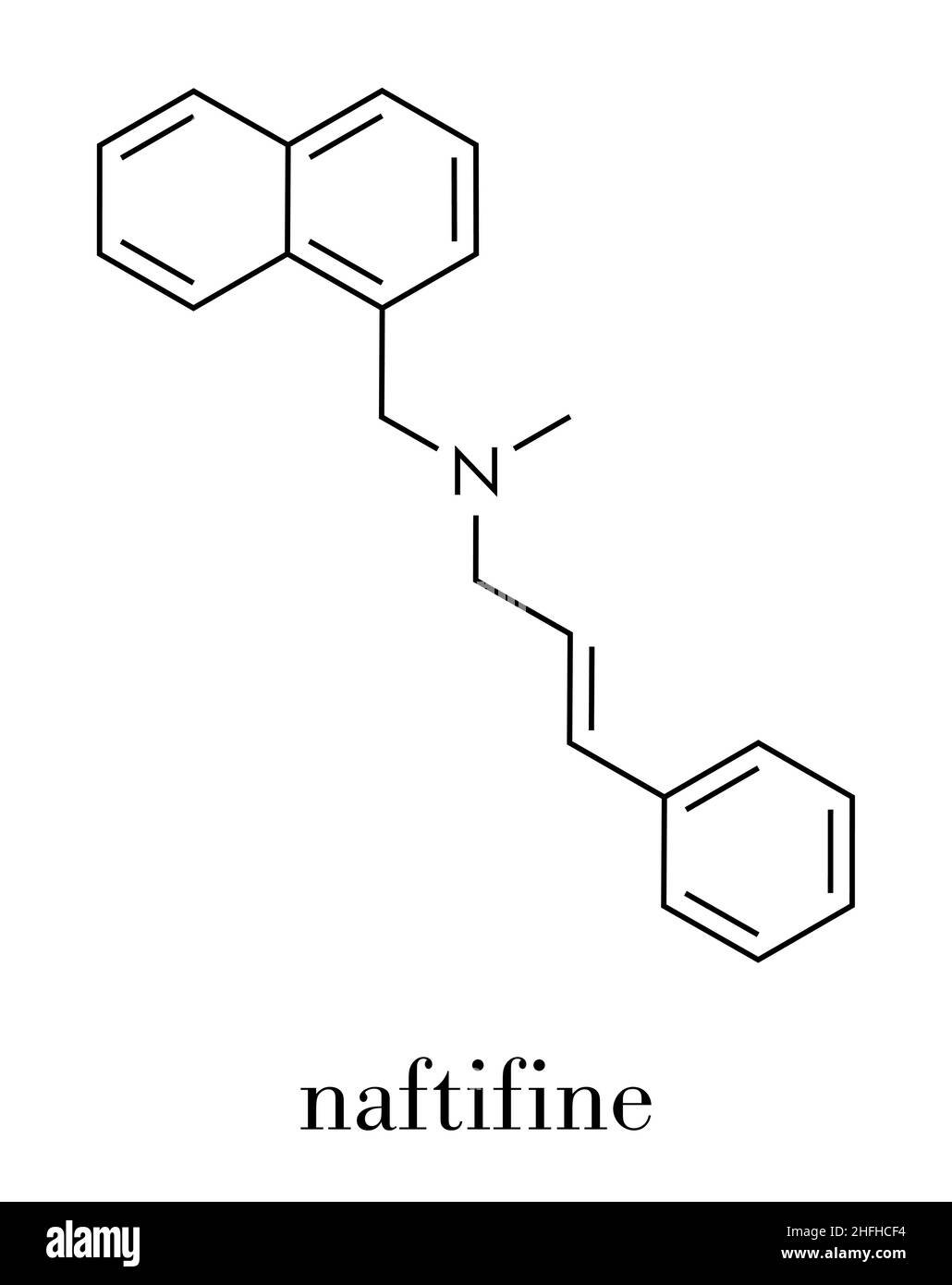 Naftifine antifungal drug molecule. Skeletal formula. Stock Vector