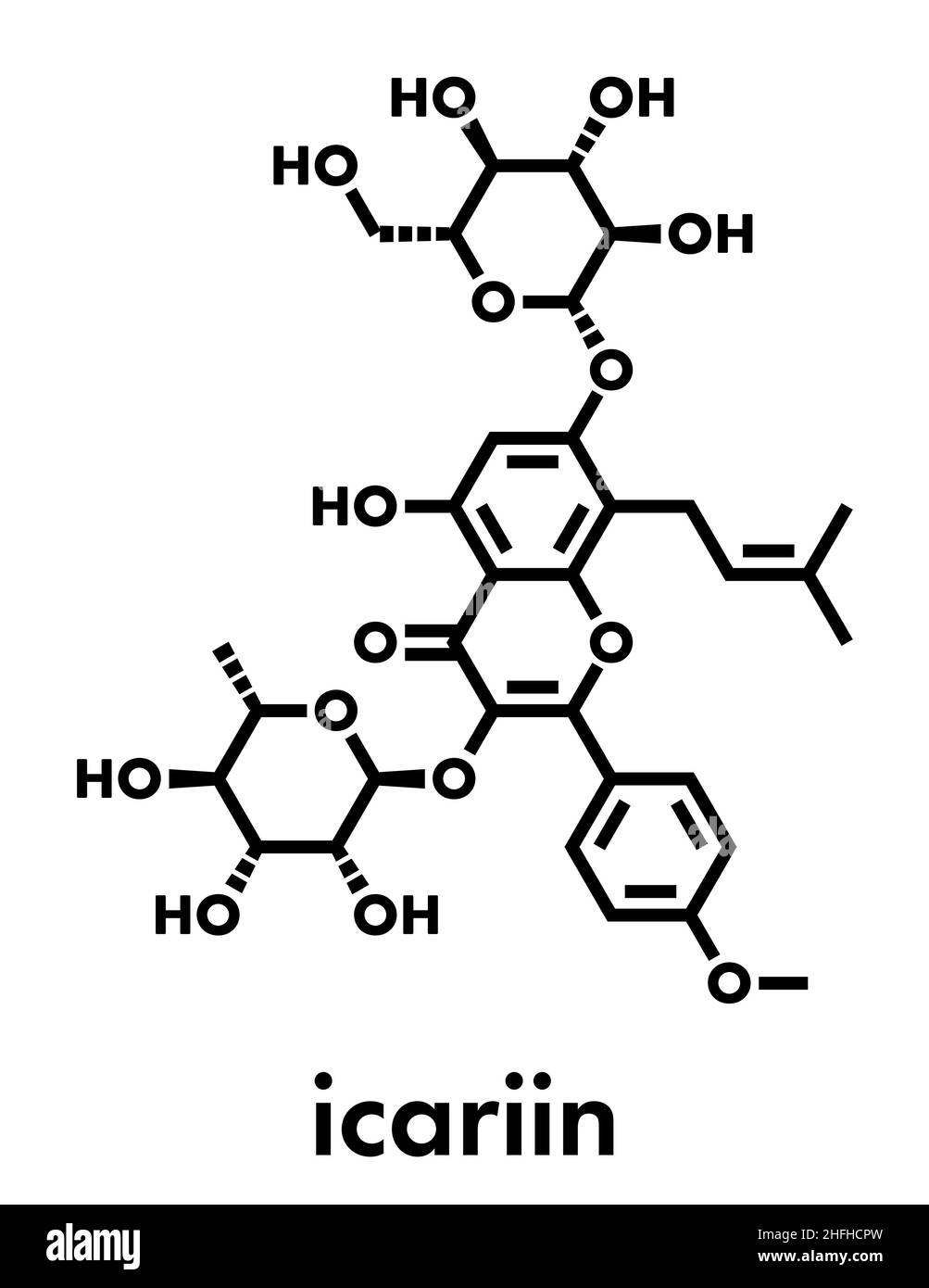 Icariin herbal flavonoid molecule. Skeletal formula Stock Vector Image & Art Alamy