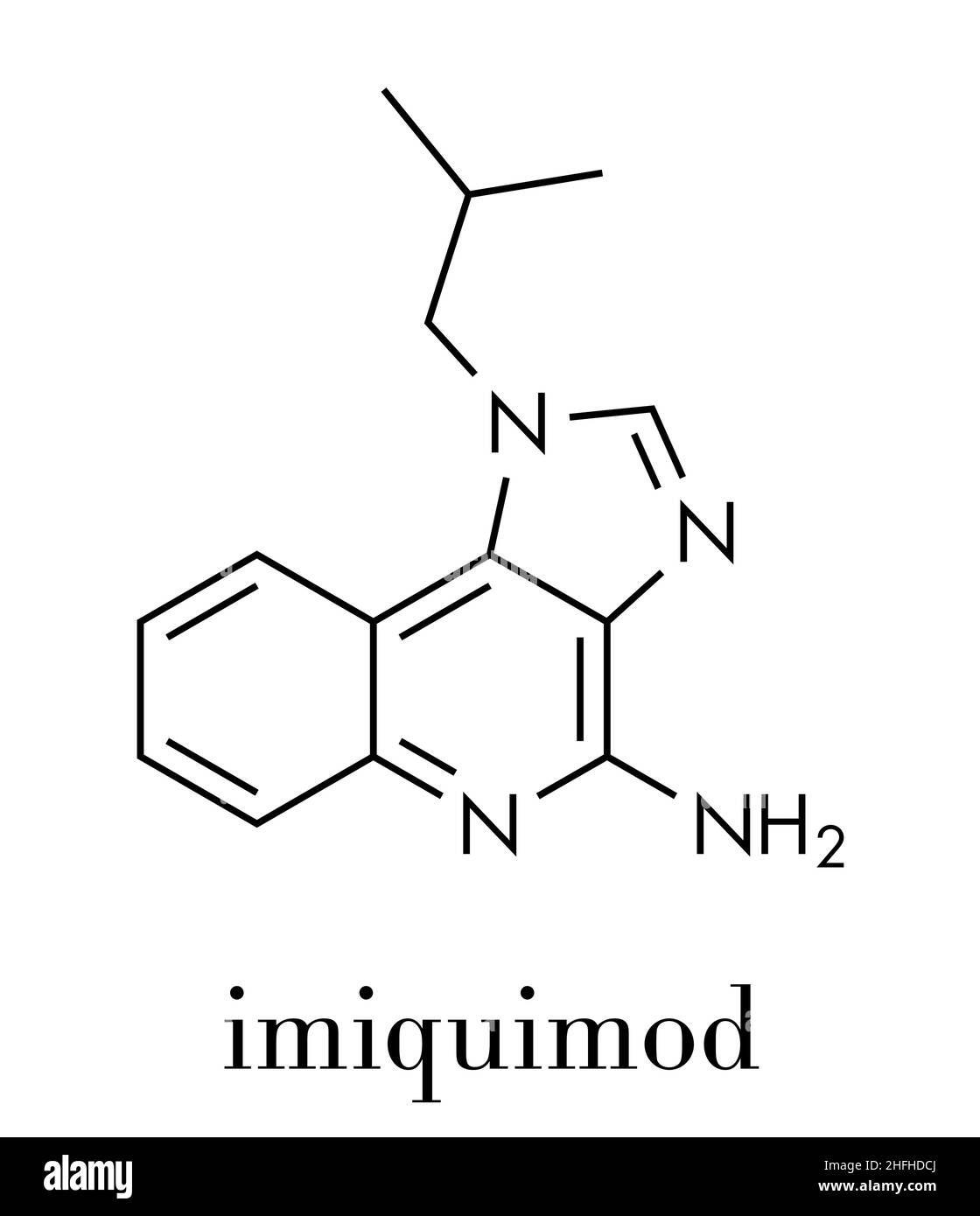Imiquimod topical skin cancer drug molecule. Skeletal formula. Stock Vector