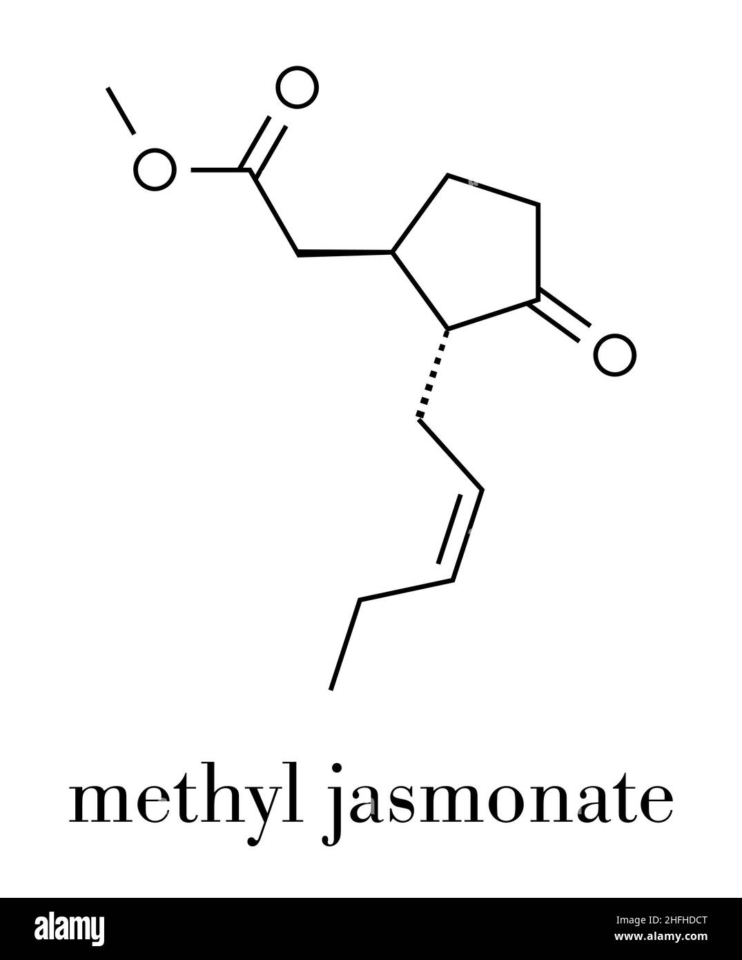 Methyl jasmonate plant stress signal molecule. Skeletal formula Stock