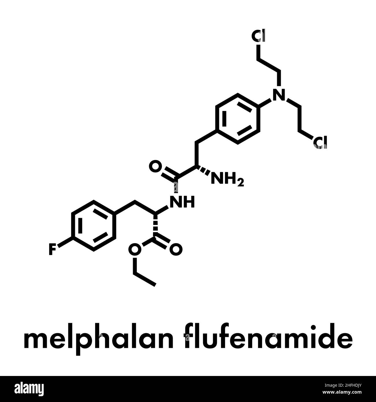 Melphalan flufenamide cancer drug molecule. Skeletal formula Stock ...