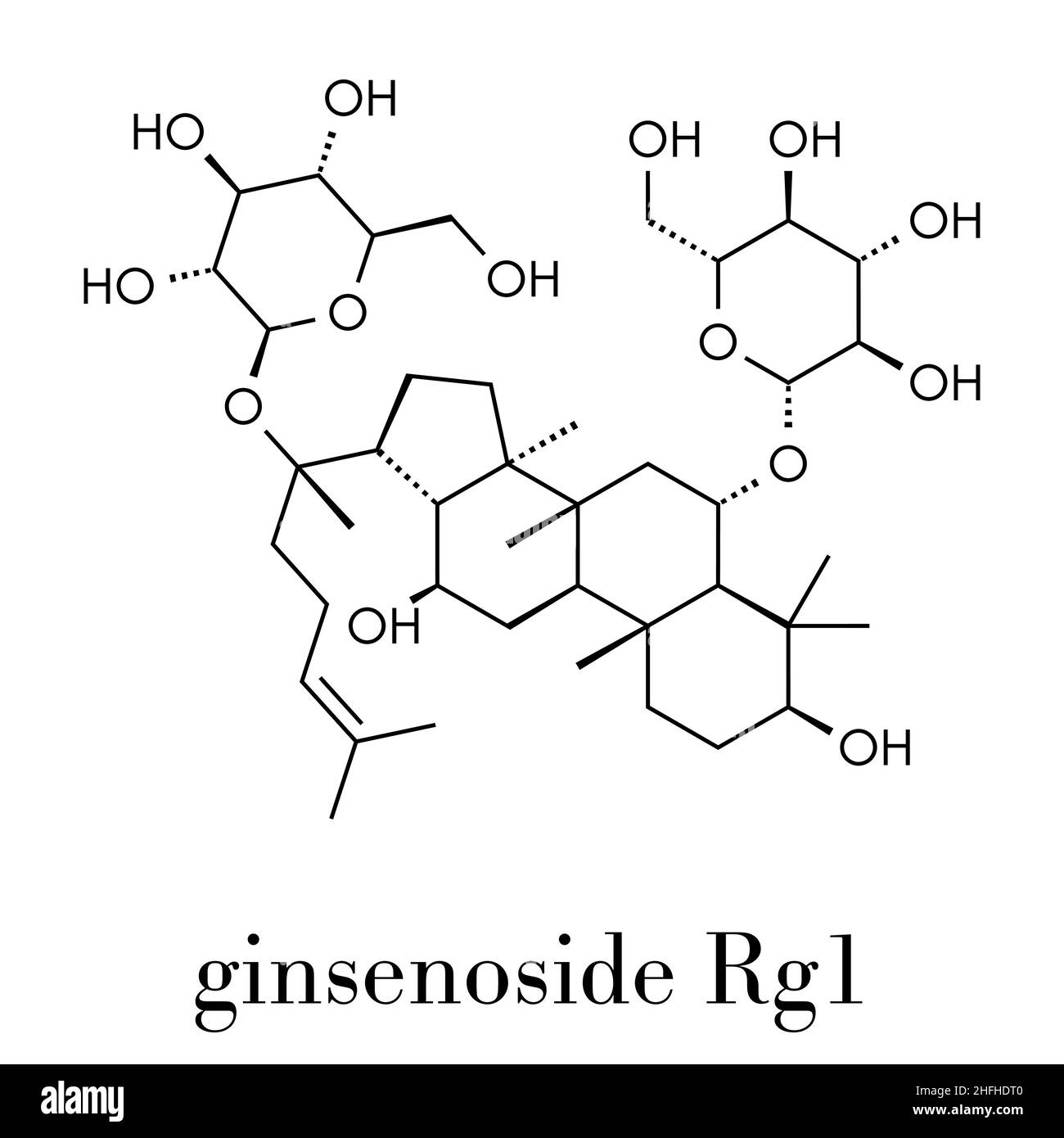 Ginsenoside Rg1 ginseng molecule. Skeletal formula Stock Vector Image