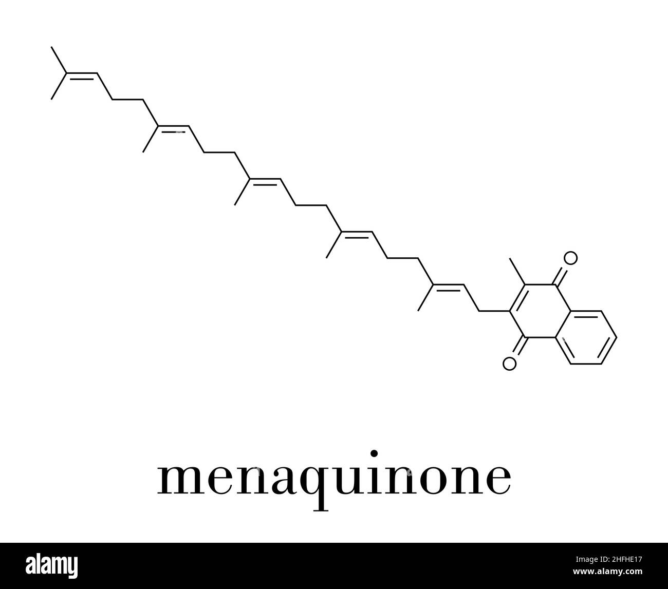 Vitamin K2 or menaquinone molecule. Skeletal formula. Stock Vector